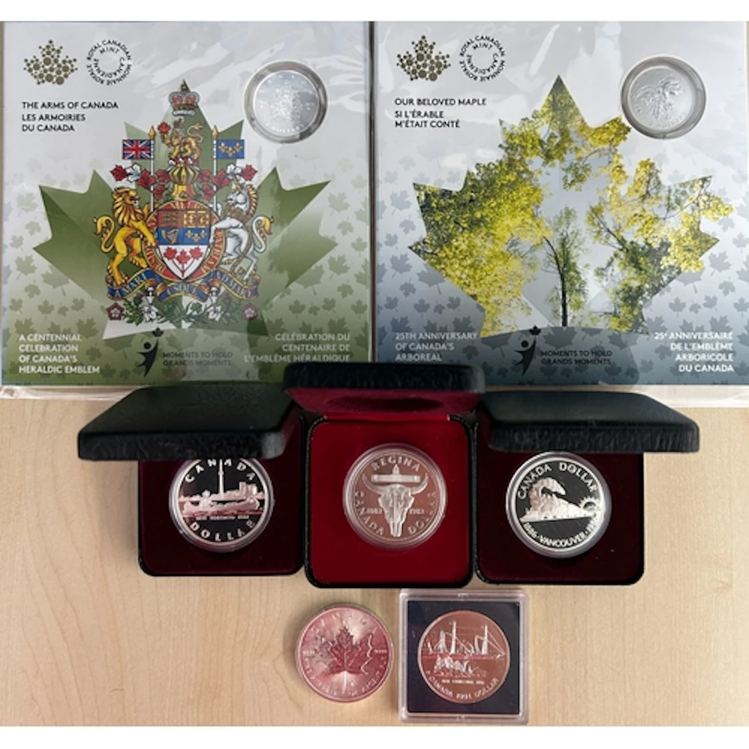 A collection of Canadian silver coins, comprising 1982, 1984...