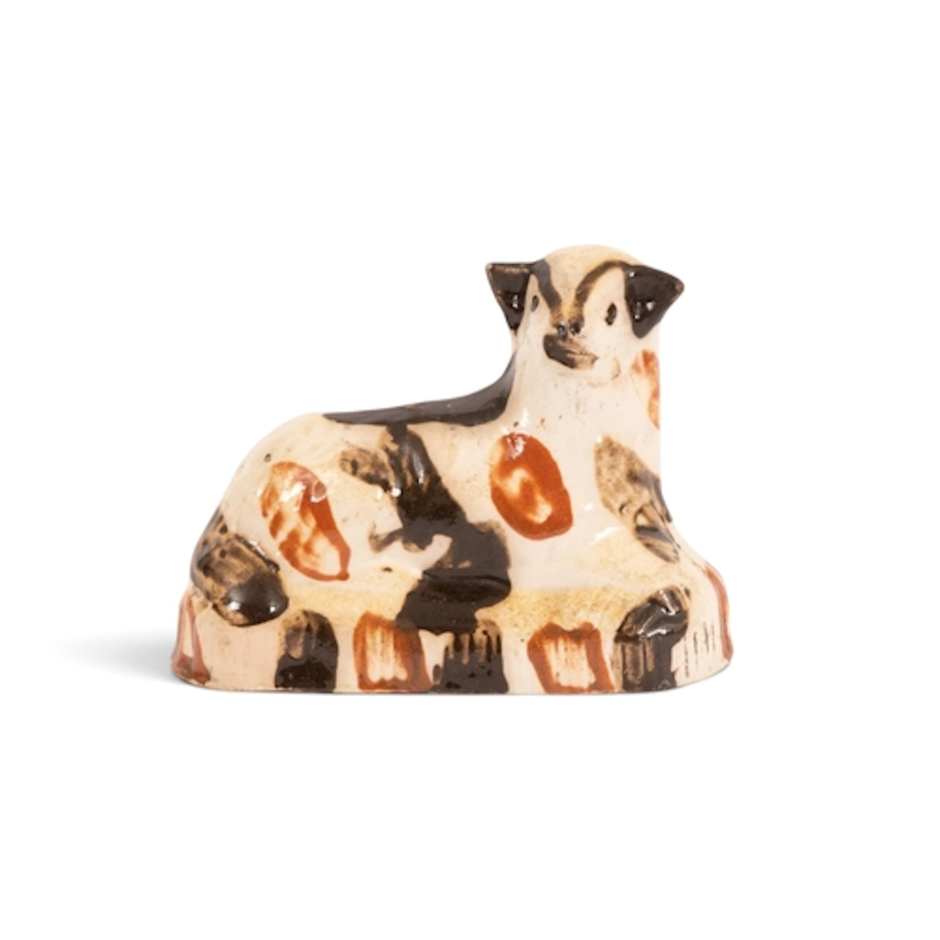 A rare Bovey Tracey creamware figure of a sheep or lamb, c.1...