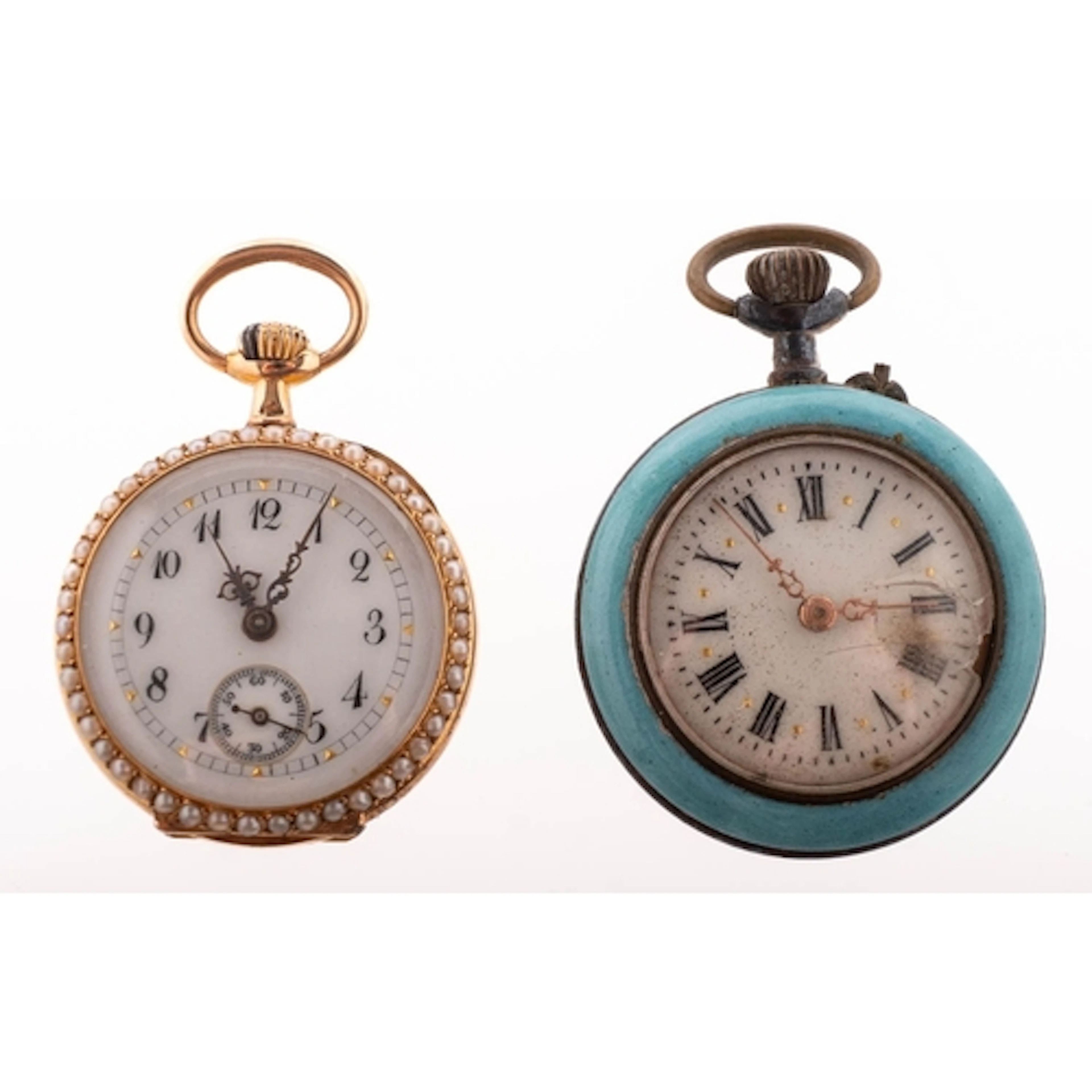 Two fob watches to include An enamel and continental gold wa...
