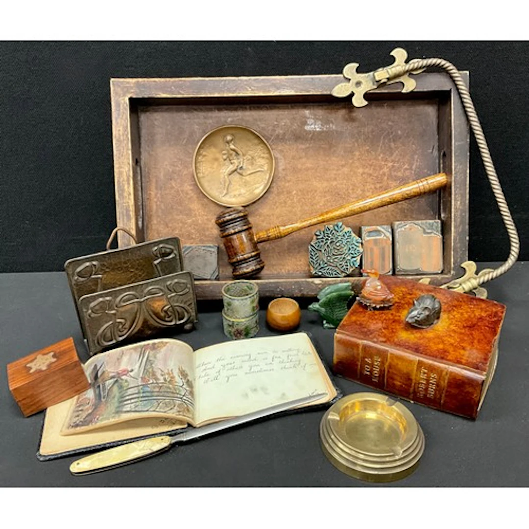 Boxes & Objects - a turned oak auctioneer's gavel; an Arts &...