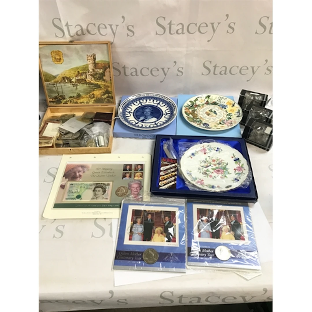 Silver Queen mum 1oz coin with a £5,a collection of ni...