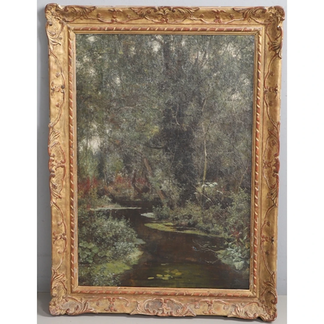 EDWARD WILKINS WAITE (1854-1924). WOODED RIVER LANDSCAPE WIT...