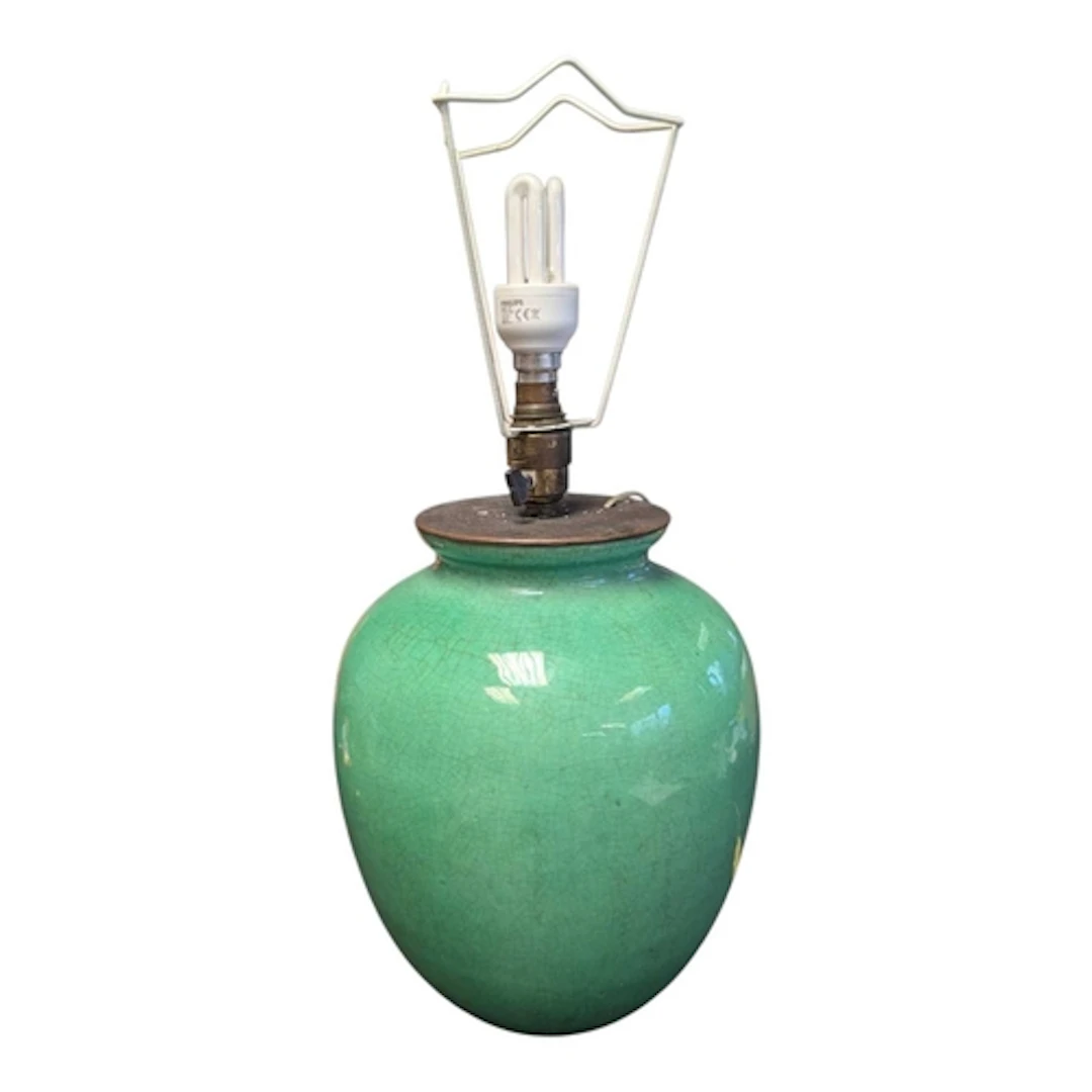 A 20th century Chinese blue green crackle glazed porcelain t...