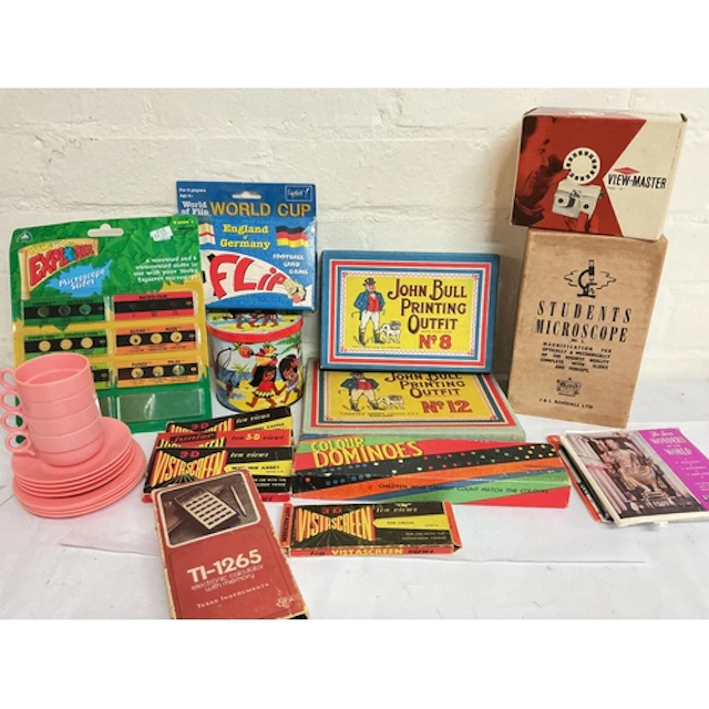 A Collection Of Printing Outfits, A Students Microscope, A V...