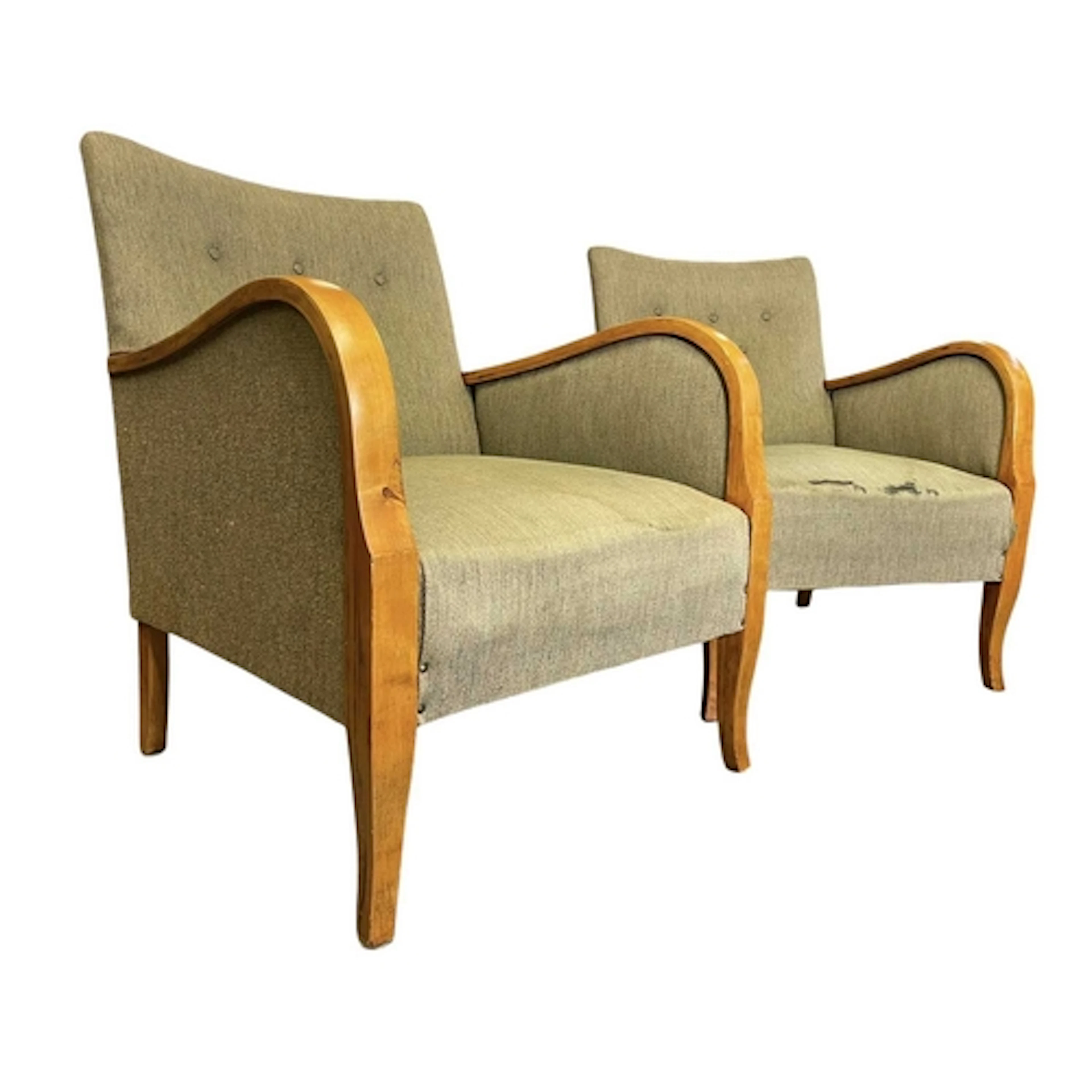 A pair of Art Deco early 20th century bentwood and upholster...