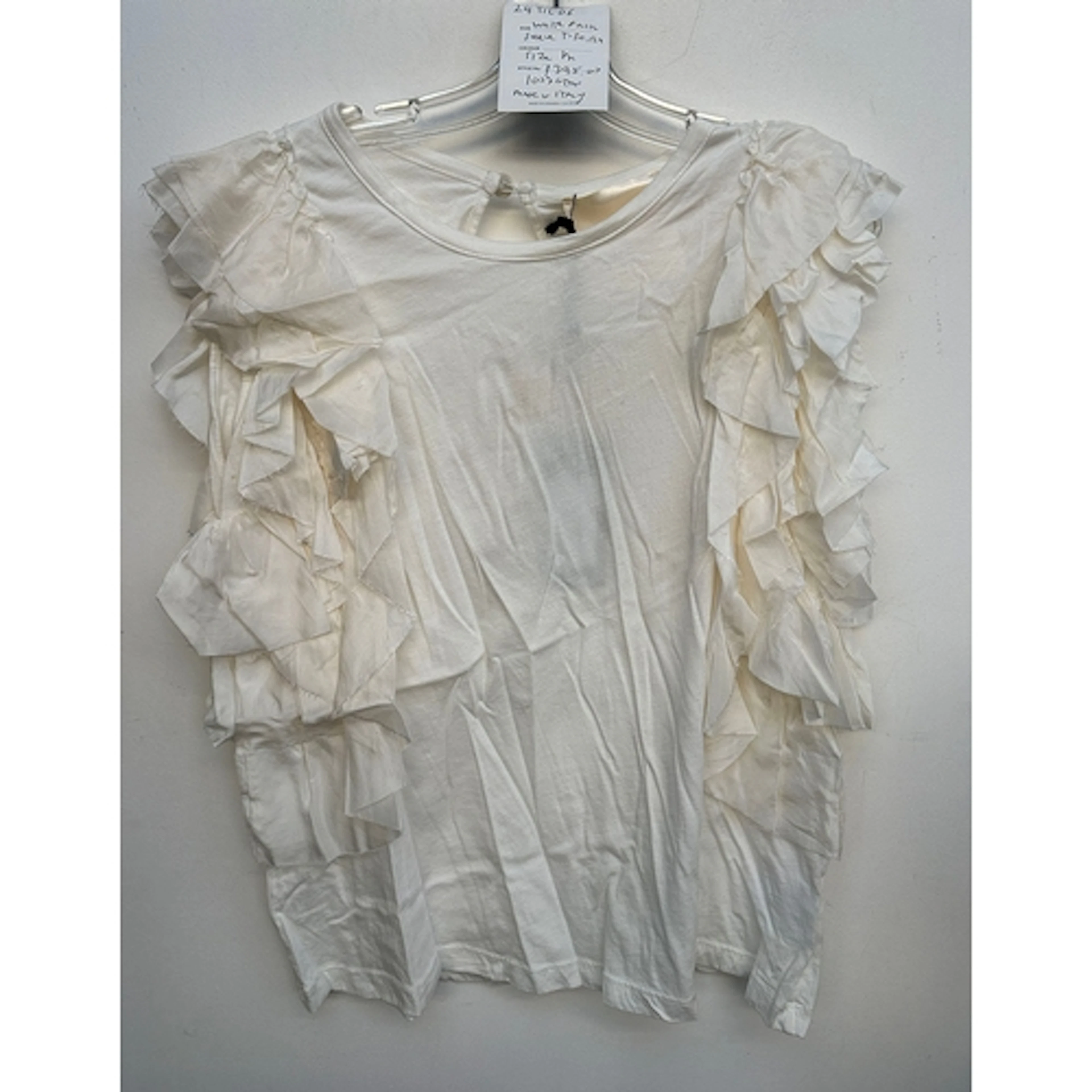 Andrew Majtenyi, NWT, a TILL.DA white frill sleeve t shirt, ...