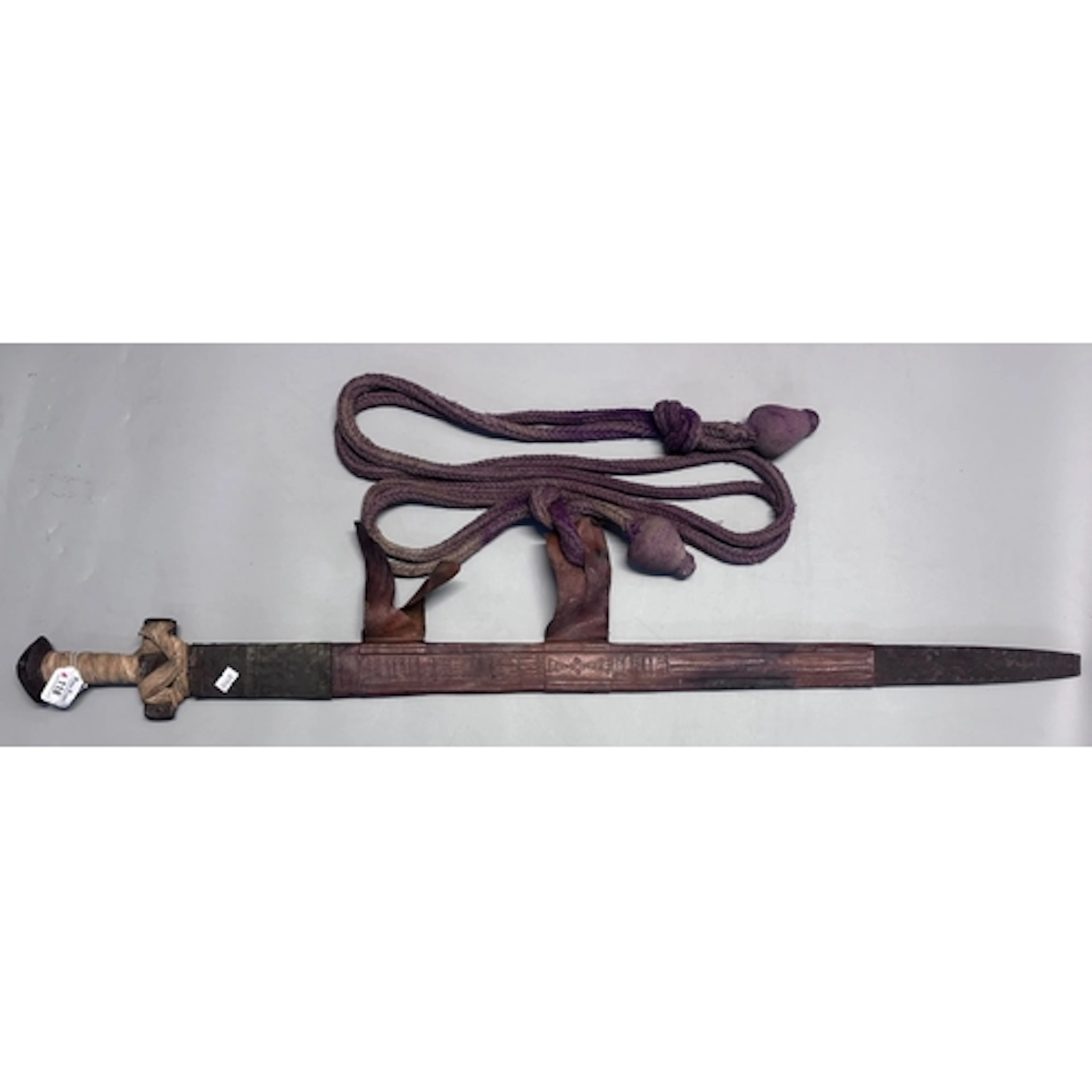 North African Tuareg Takouba sword, with leather and metal s...