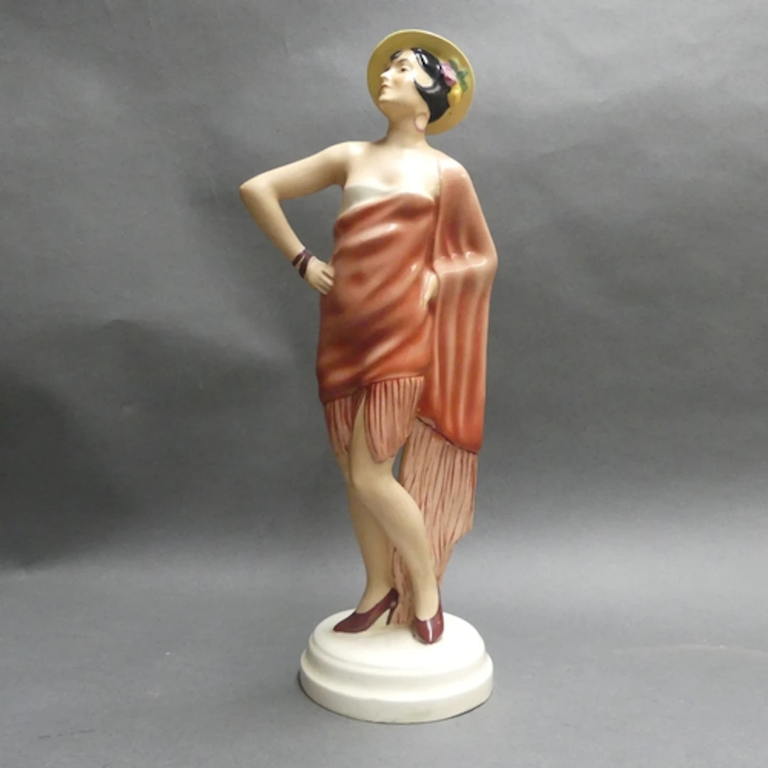 Royal Dux - An Art Deco glazed ceramic figure, Spanish Dance...