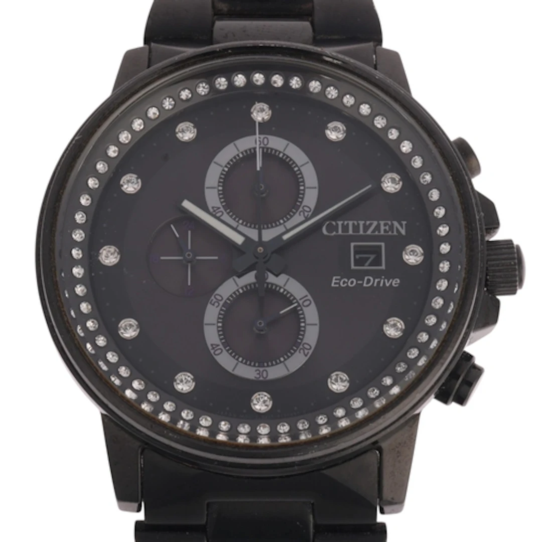 CITIZEN - a black PVD coated stainless steel Eco-Drive quart...