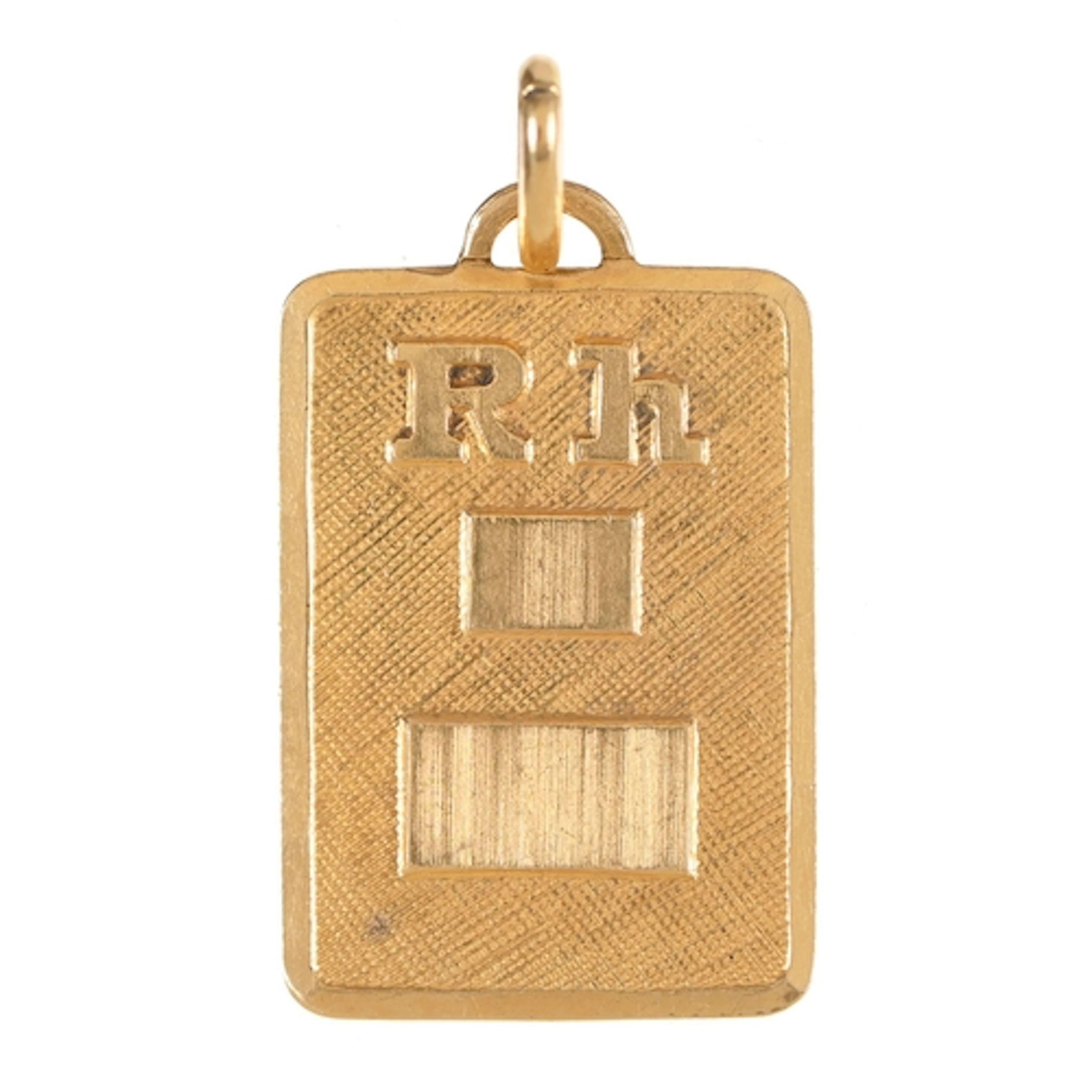 A gold pendant, 1.7 x 2.5cm, marked 750, 4.6g...