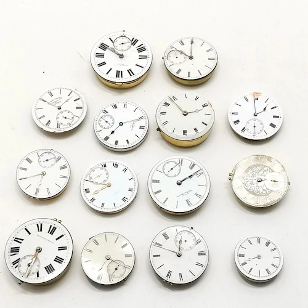 14 x pocket watch movements inc Leah (London) etc - for spar...