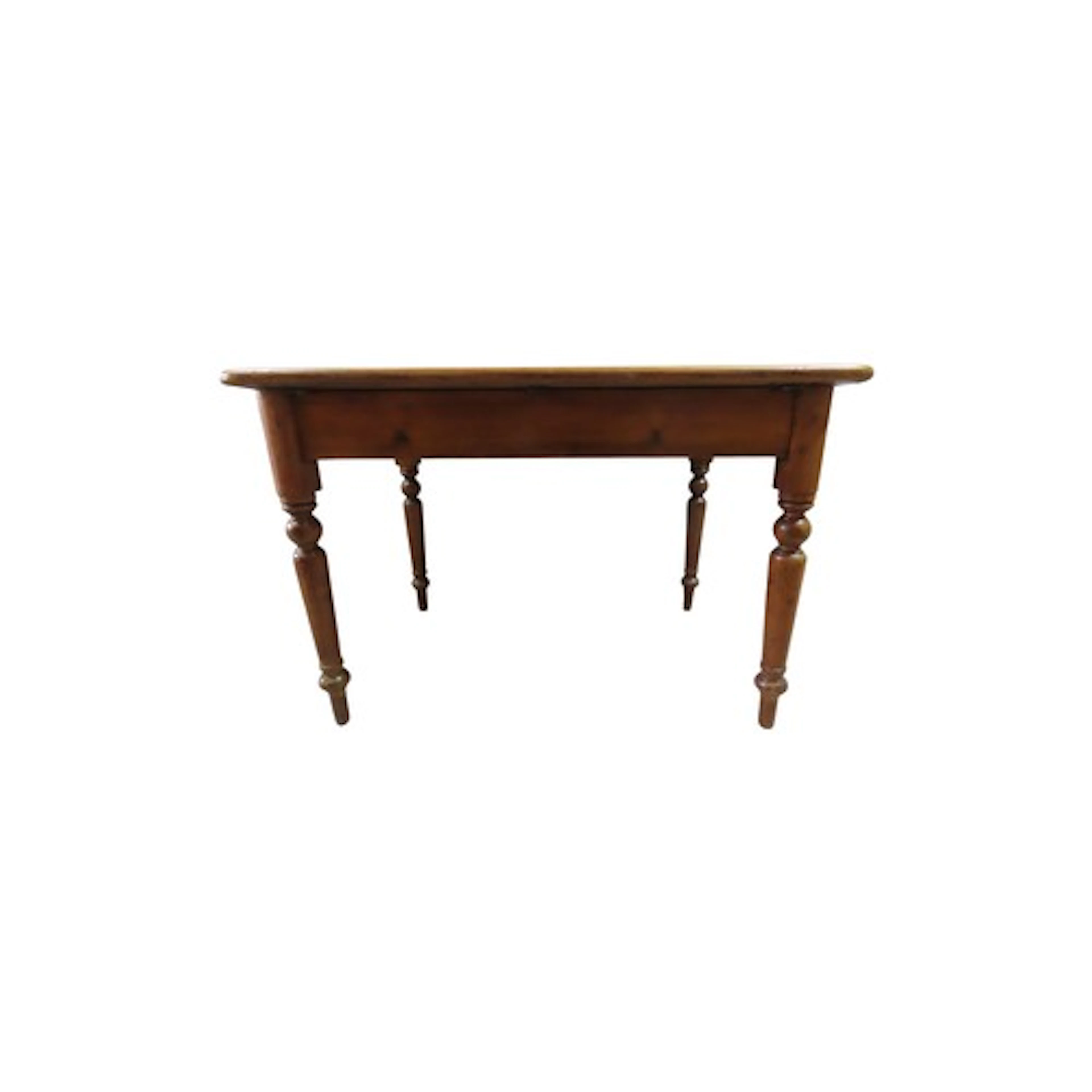 A Victorian pine kitchen table with rectangular top and end ...