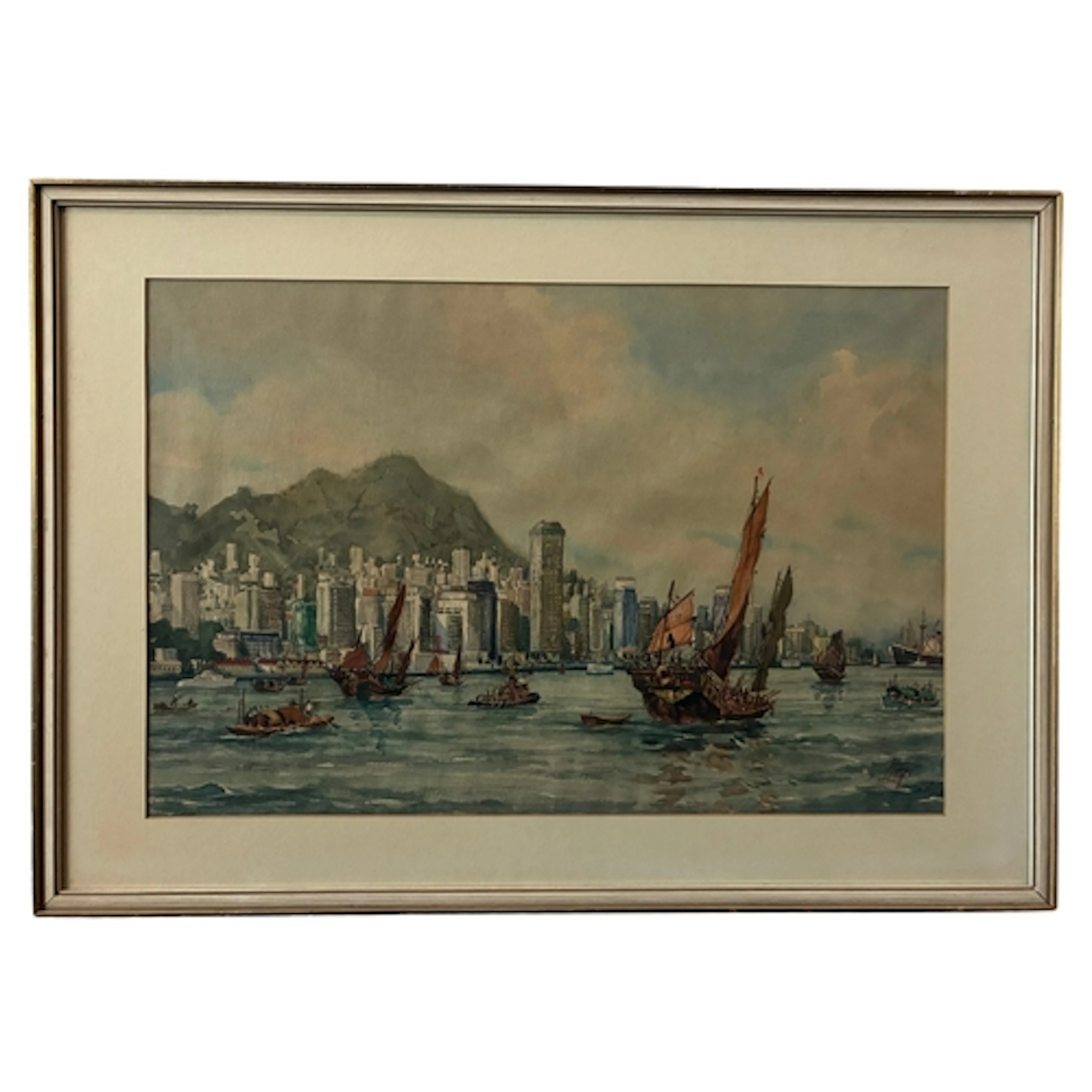 Kam Cheong Ling (1911-1991) - Junk boats on Victory Harbour ...