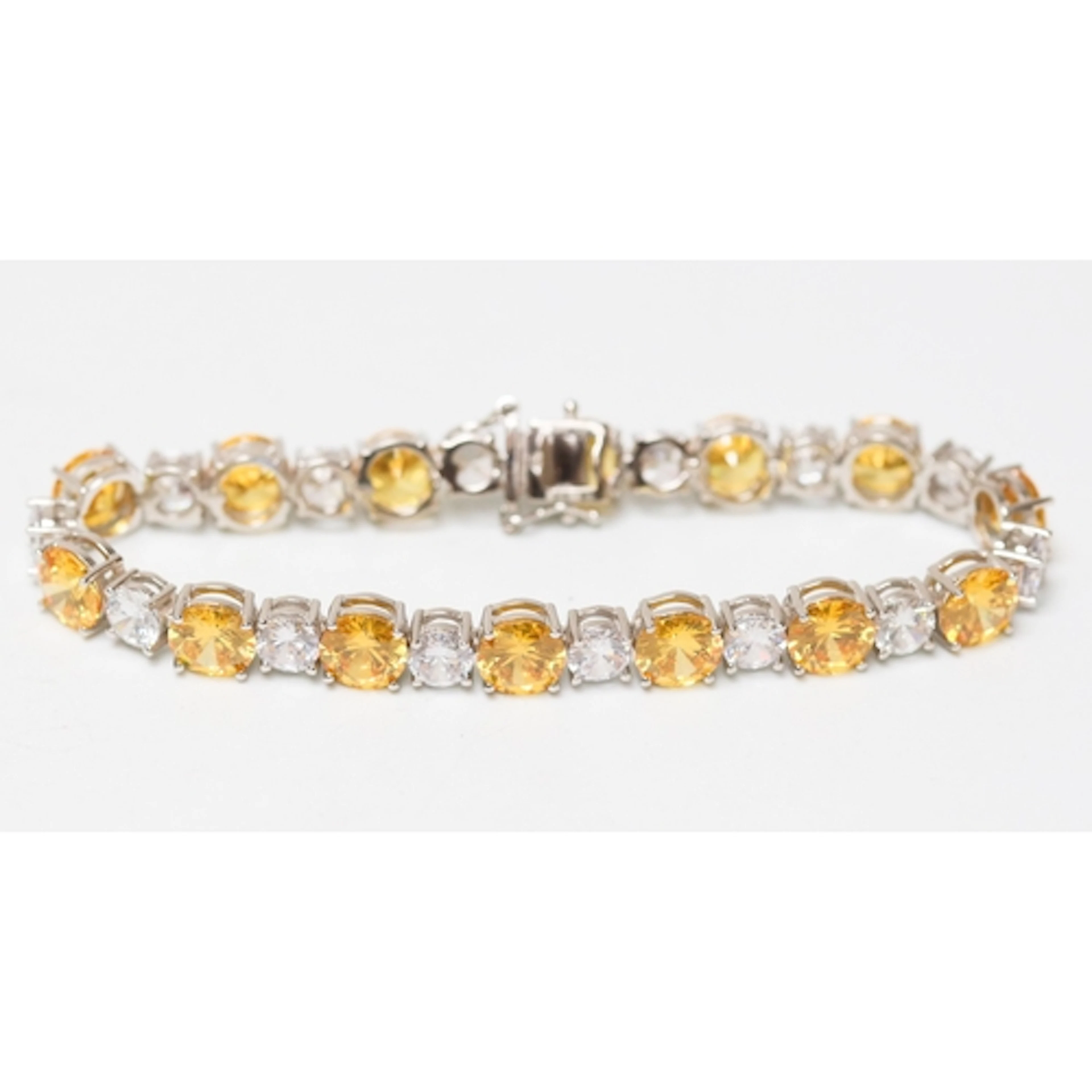 Yellow and White Cubic Zirconia Set Bracelet, Mounted in Ste...