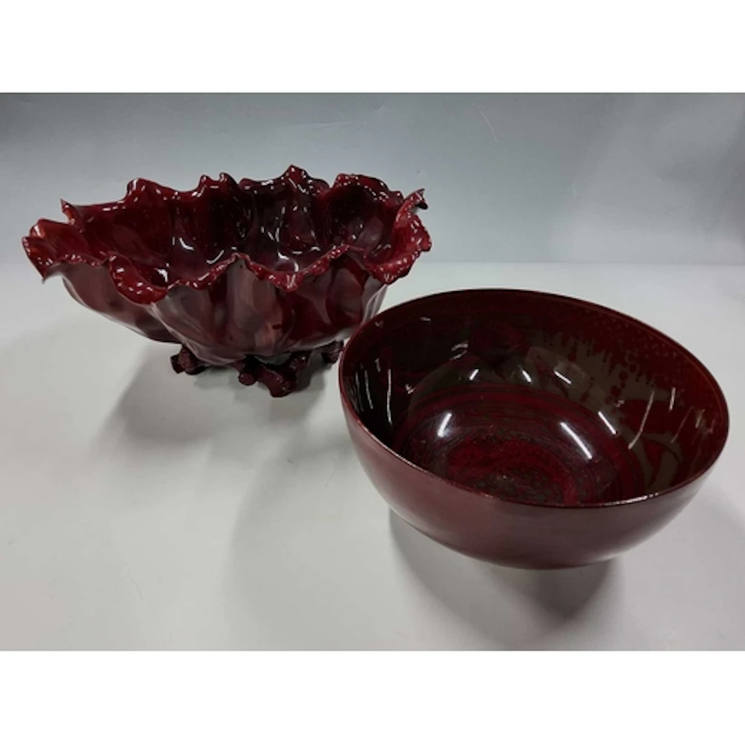 TWO BERNARD MOORE FLAMBÉ BOWLS, comprising a Bernard Moore f...