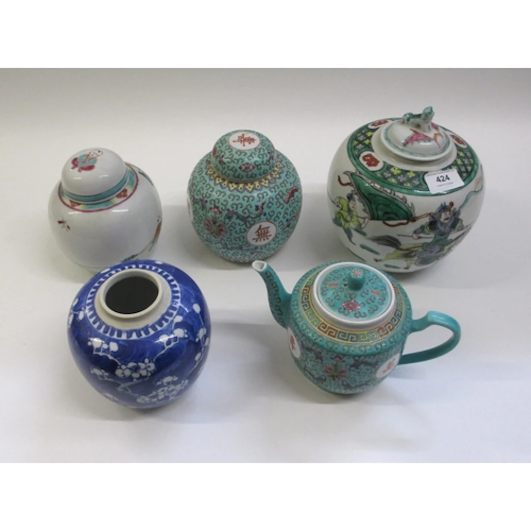 Four various Chinese porcelain ginger jars, together with a ...
