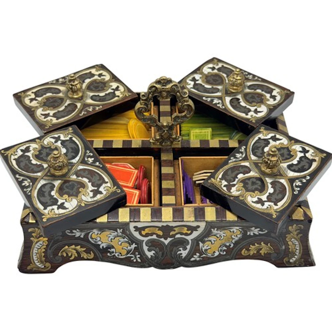 A 19th Century rosewood Boulle work and ivory inlaid four-se...