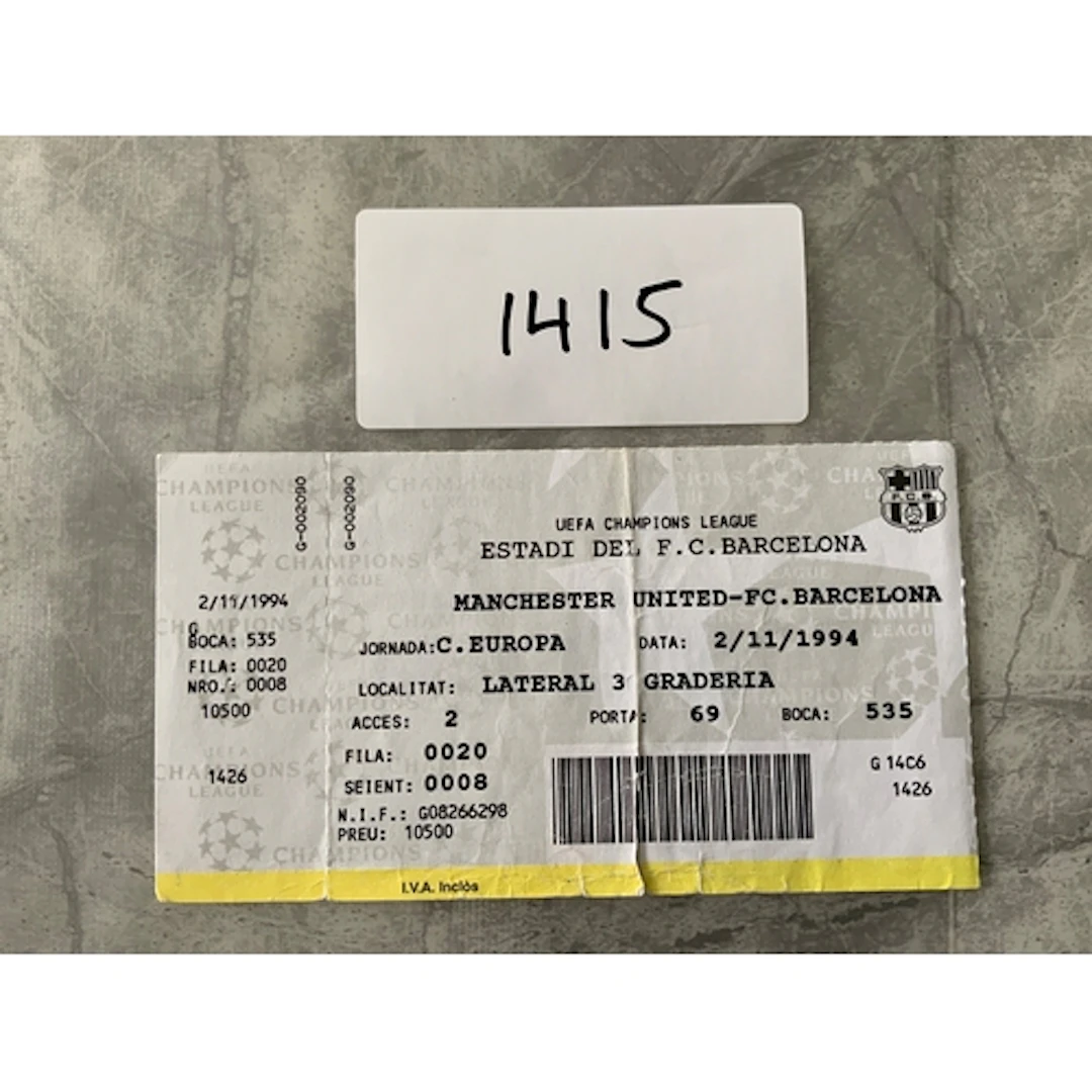 1994 Barcelona v Manchester United Football Ticket: Champion...