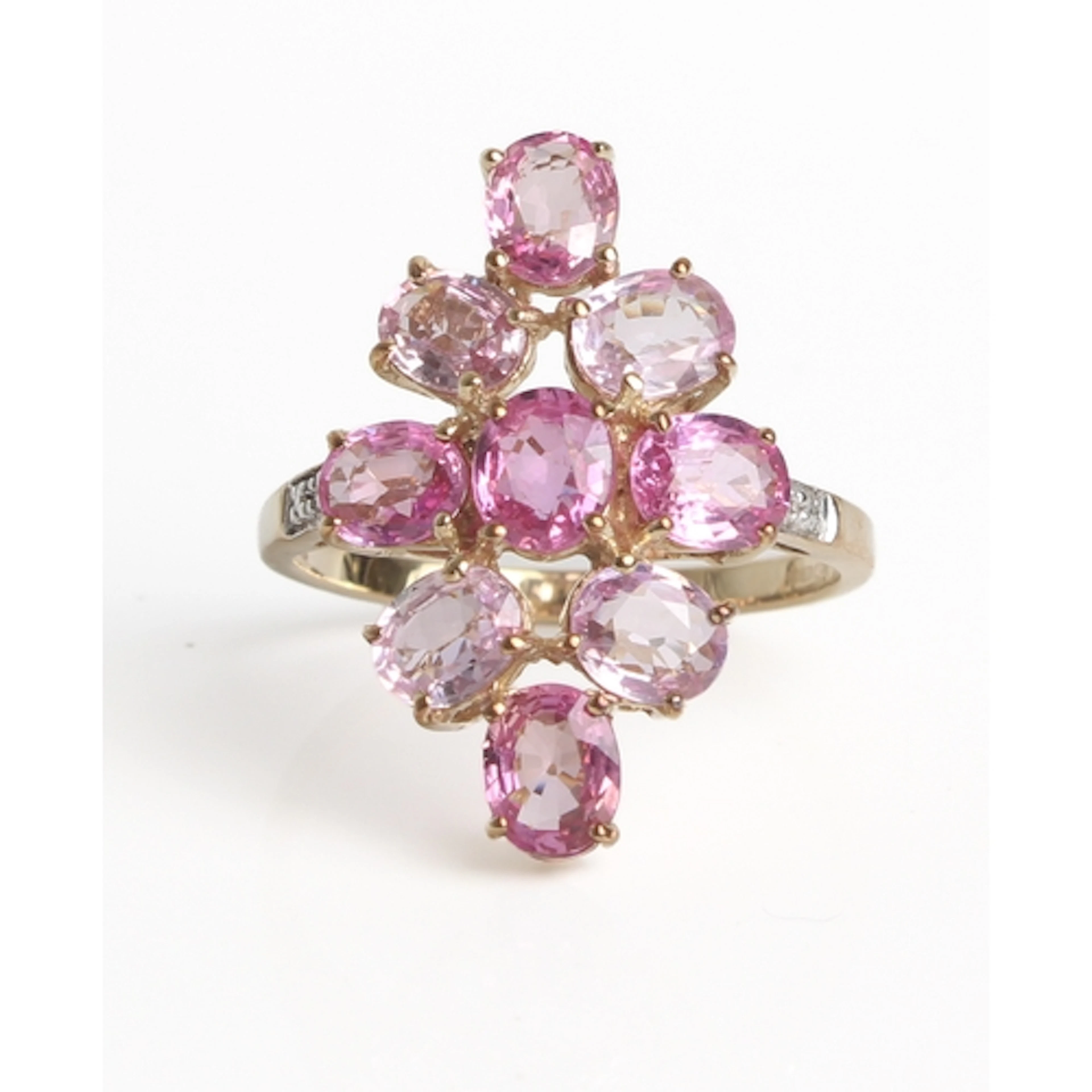 A 9ct yellow gold, kunzite, topaz and diamond ring - Birming...