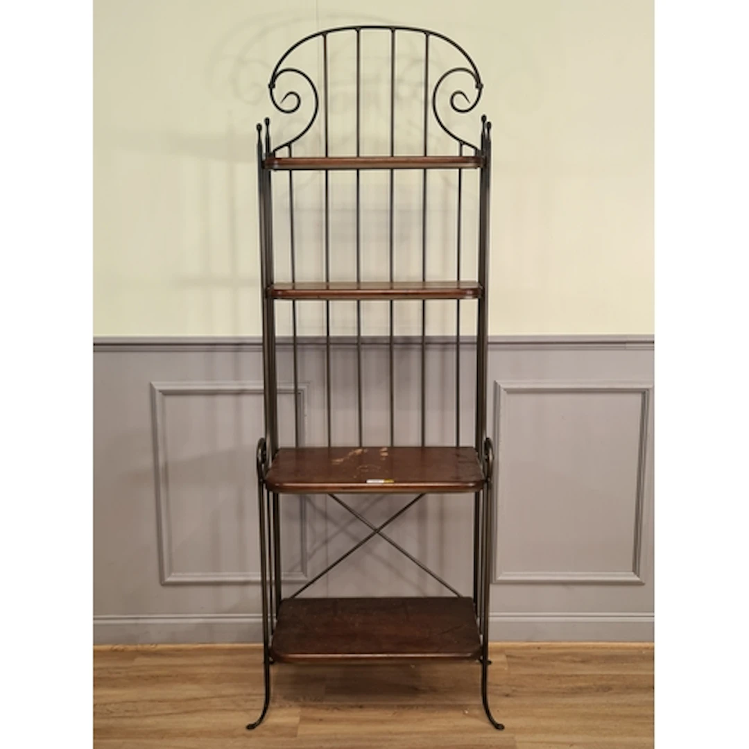 A four tier open Bookshelf with metal frame, 6ft 6" H 2ft 2"...