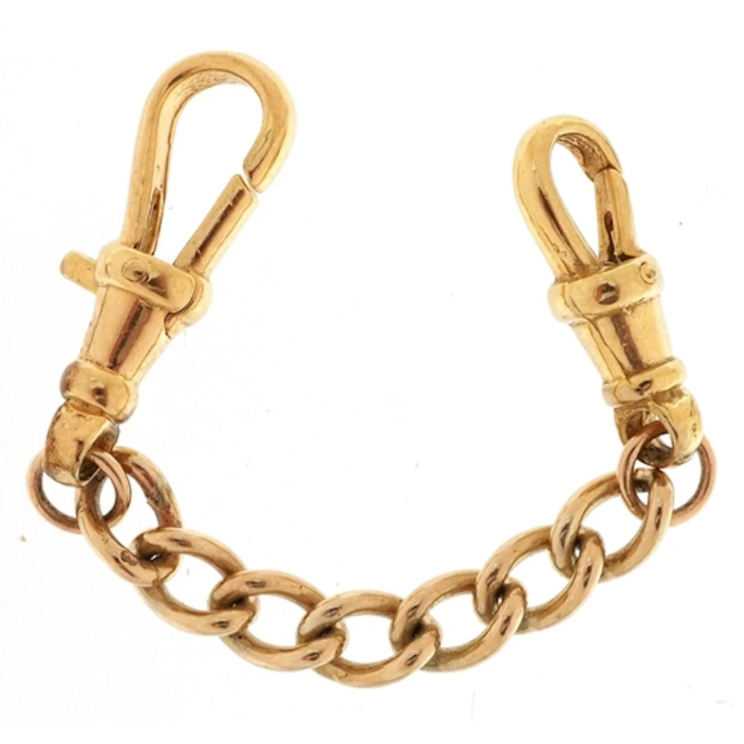 9ct gold jewellery extender with two dog clip clasps, 7.5cm ...