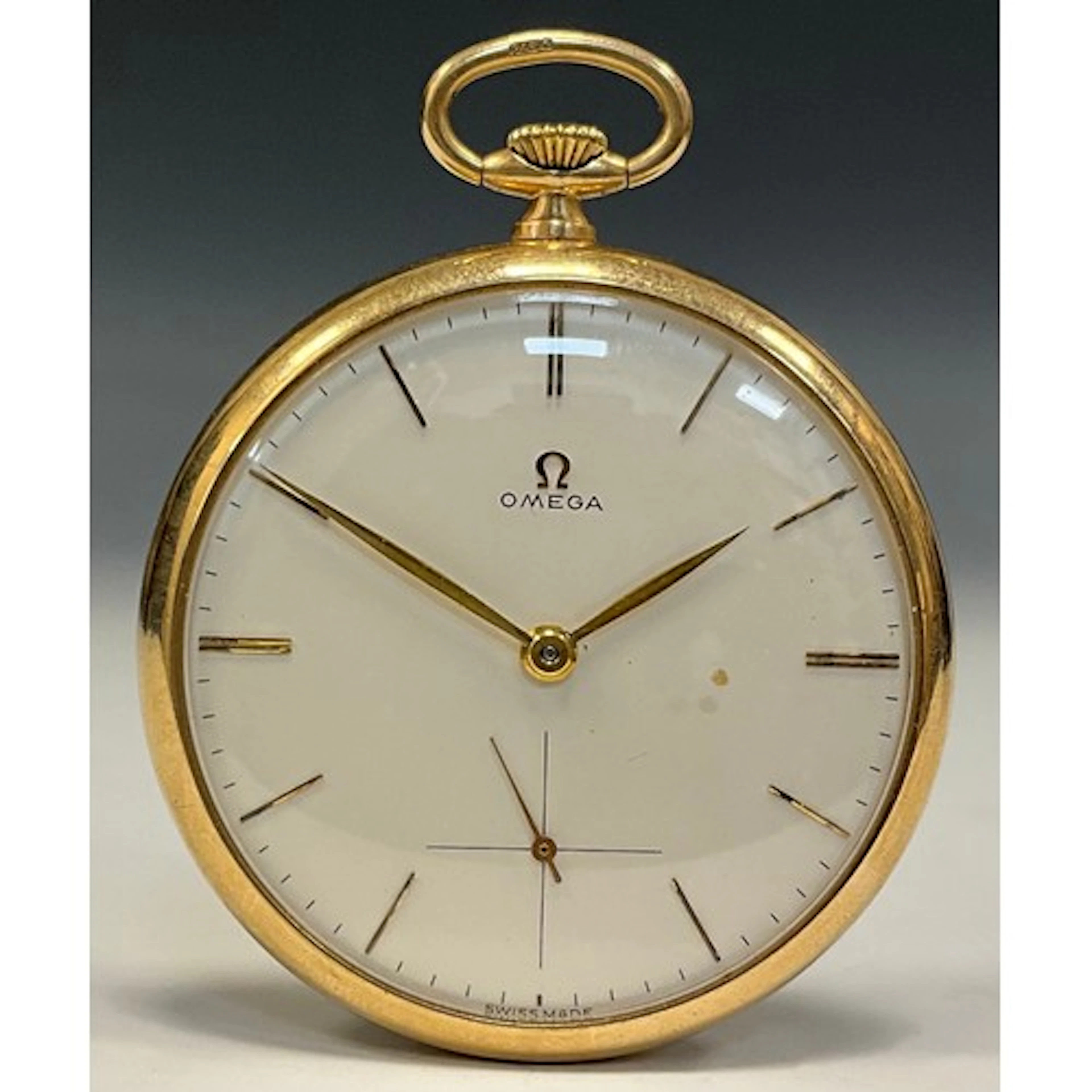 Omega - a 1960s 9ct gold cased pocket watch, cream dial, ra...
