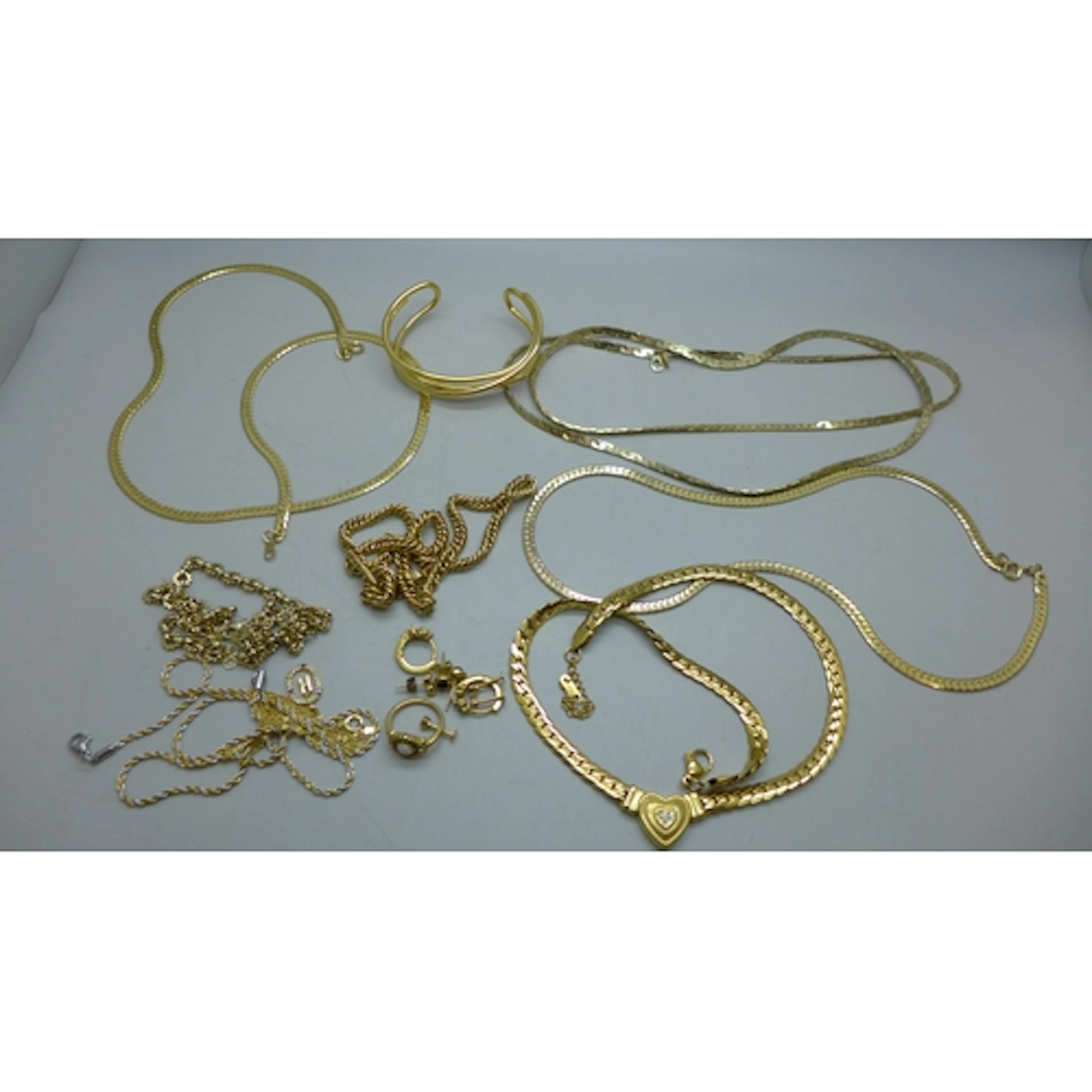 A collection of gold tone costume jewellery