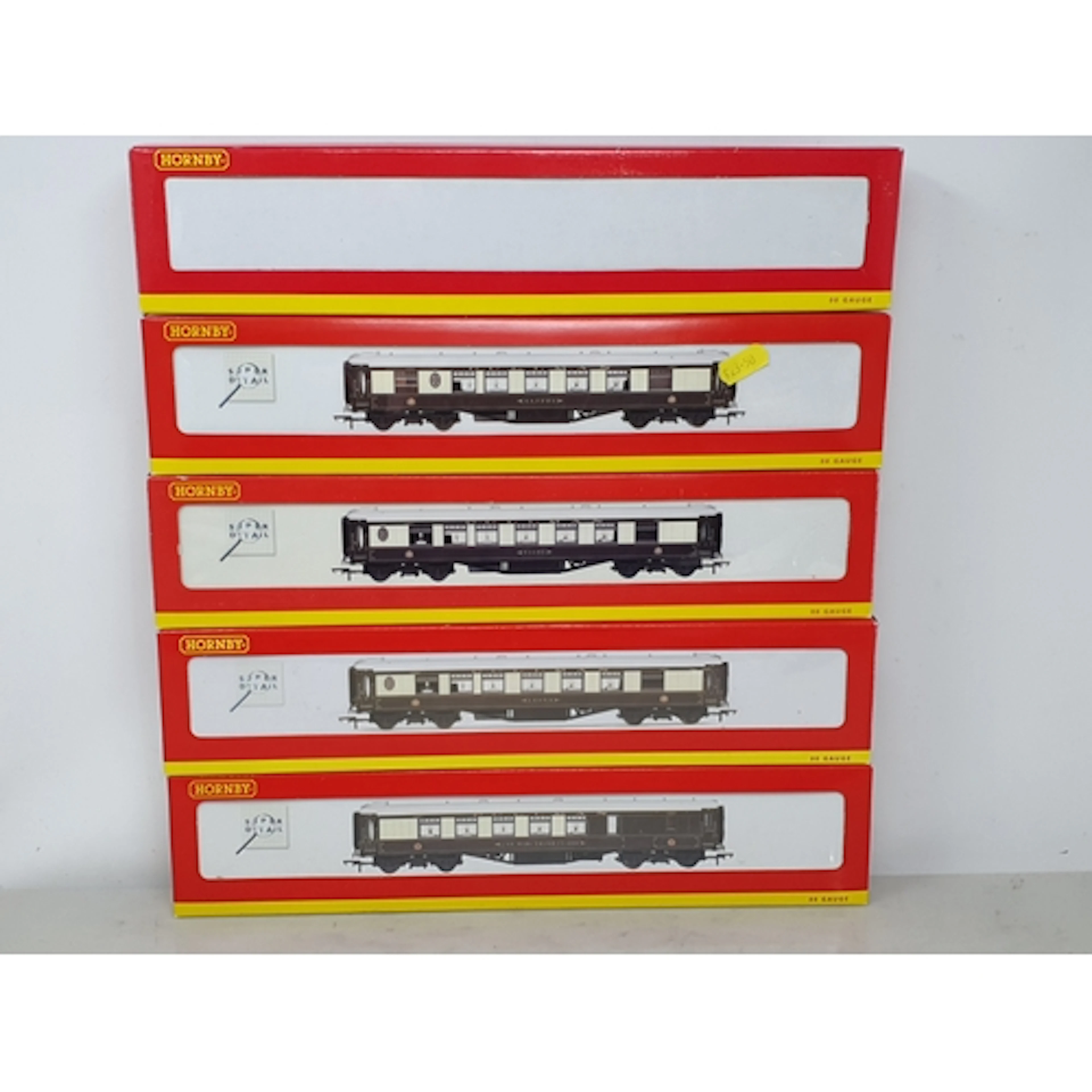 Five boxed Hornby (China) Pullman and LMS Coaches comprising...