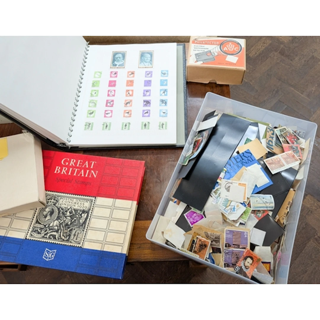 Various stamp albums and stamps