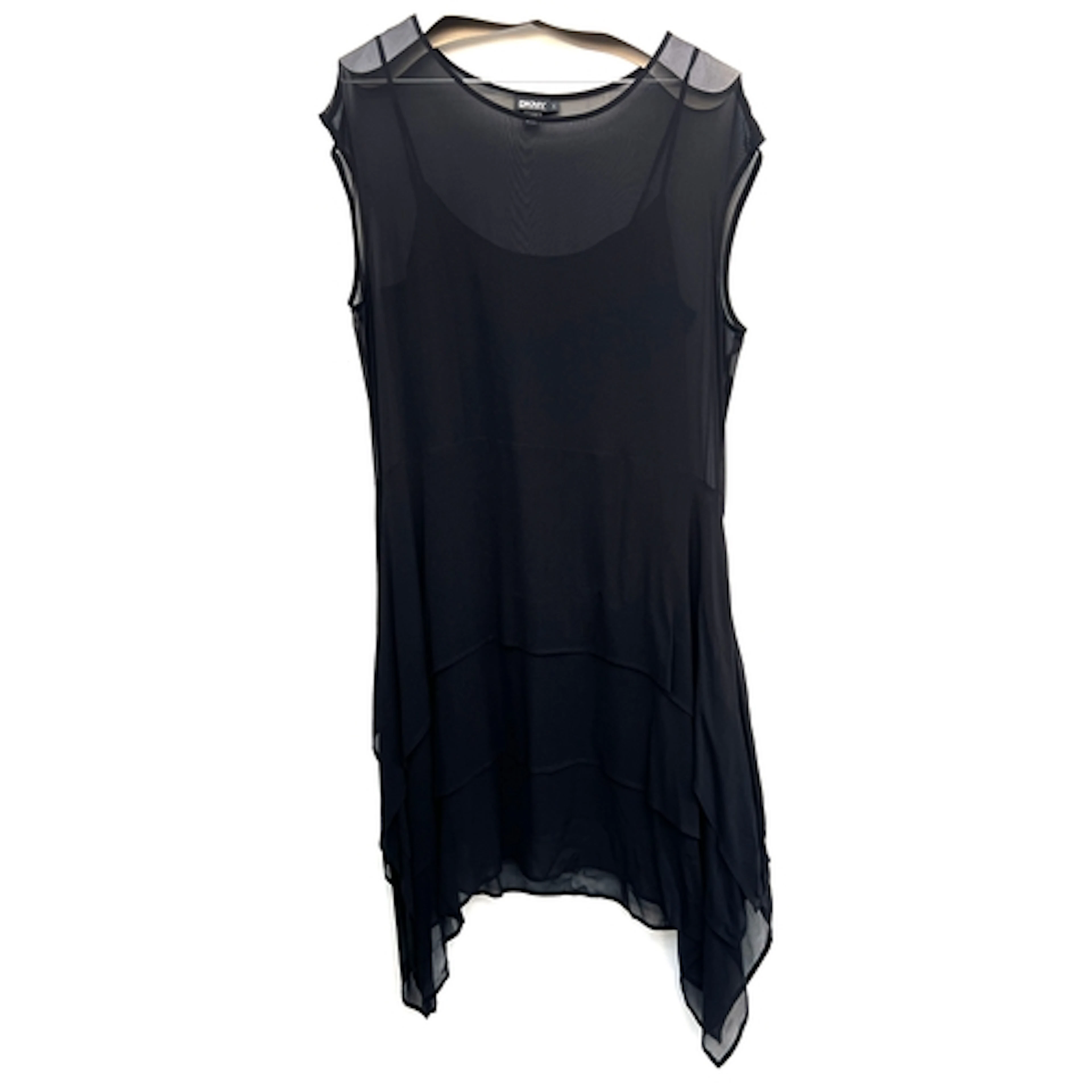 A DKNY black silk blend sleeveless dress, size L; together w...