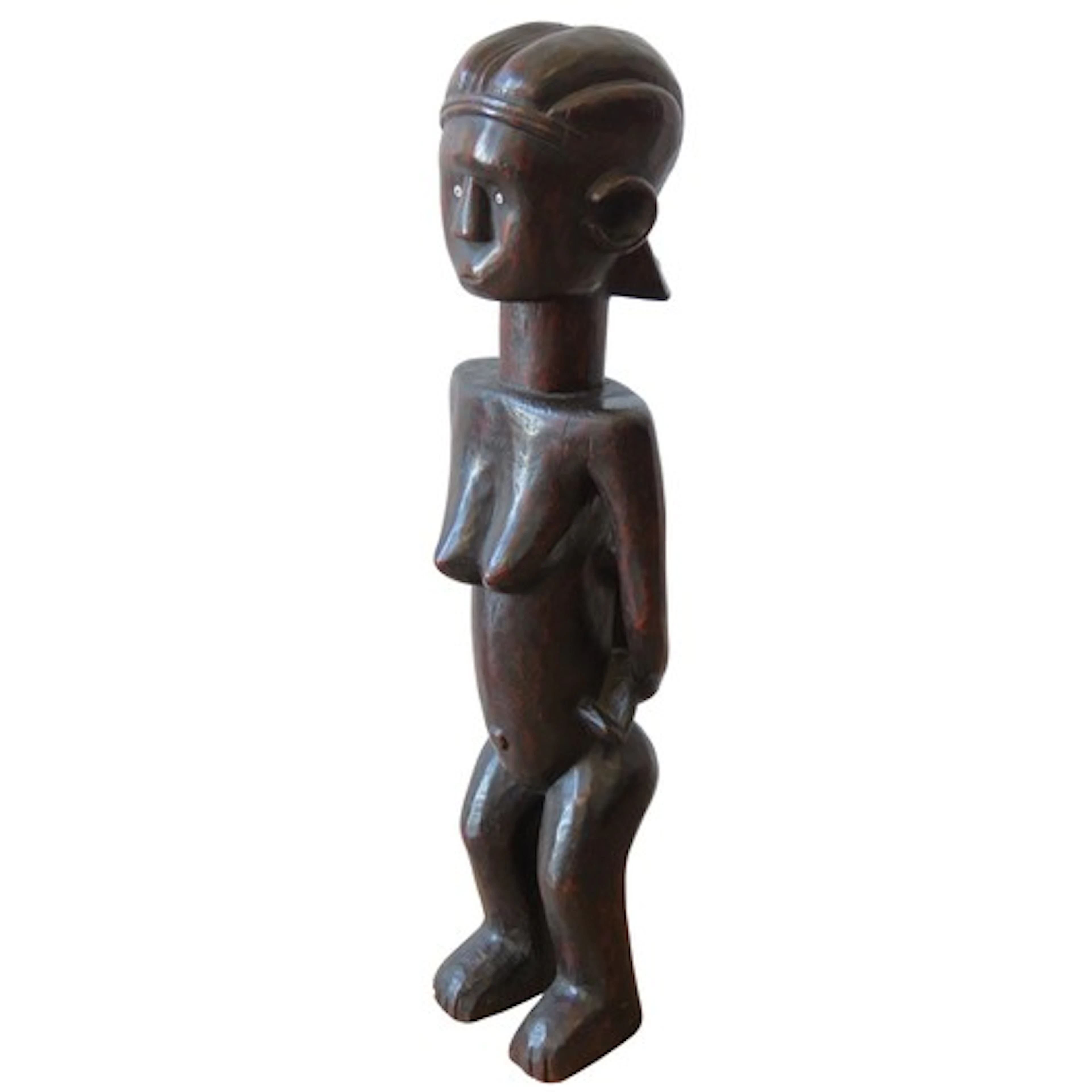 A LARGE AFRICAN FEMALE FERTILITY FIGURE with an infant on he...