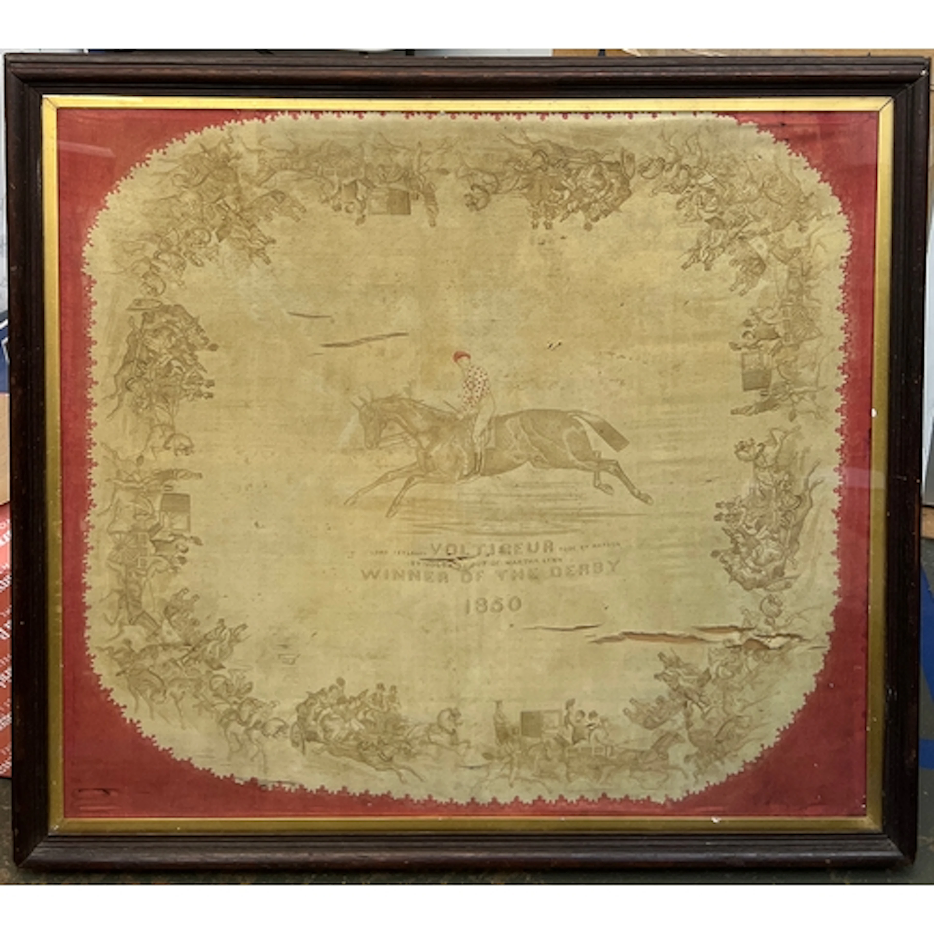 A Victorian racing silk scarf commemorating Lord Zetland's V...