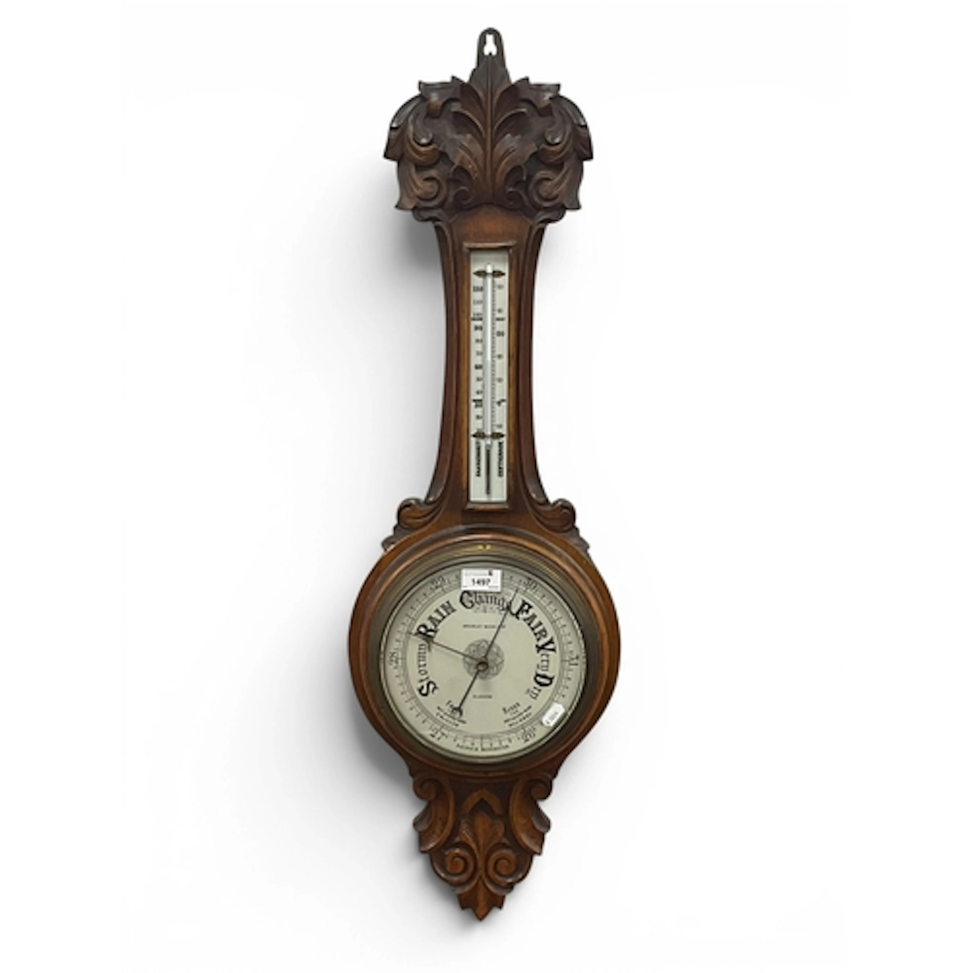 A Vintage Oak Wall Barometer by Brierley Wood & Co, Glasgow,...