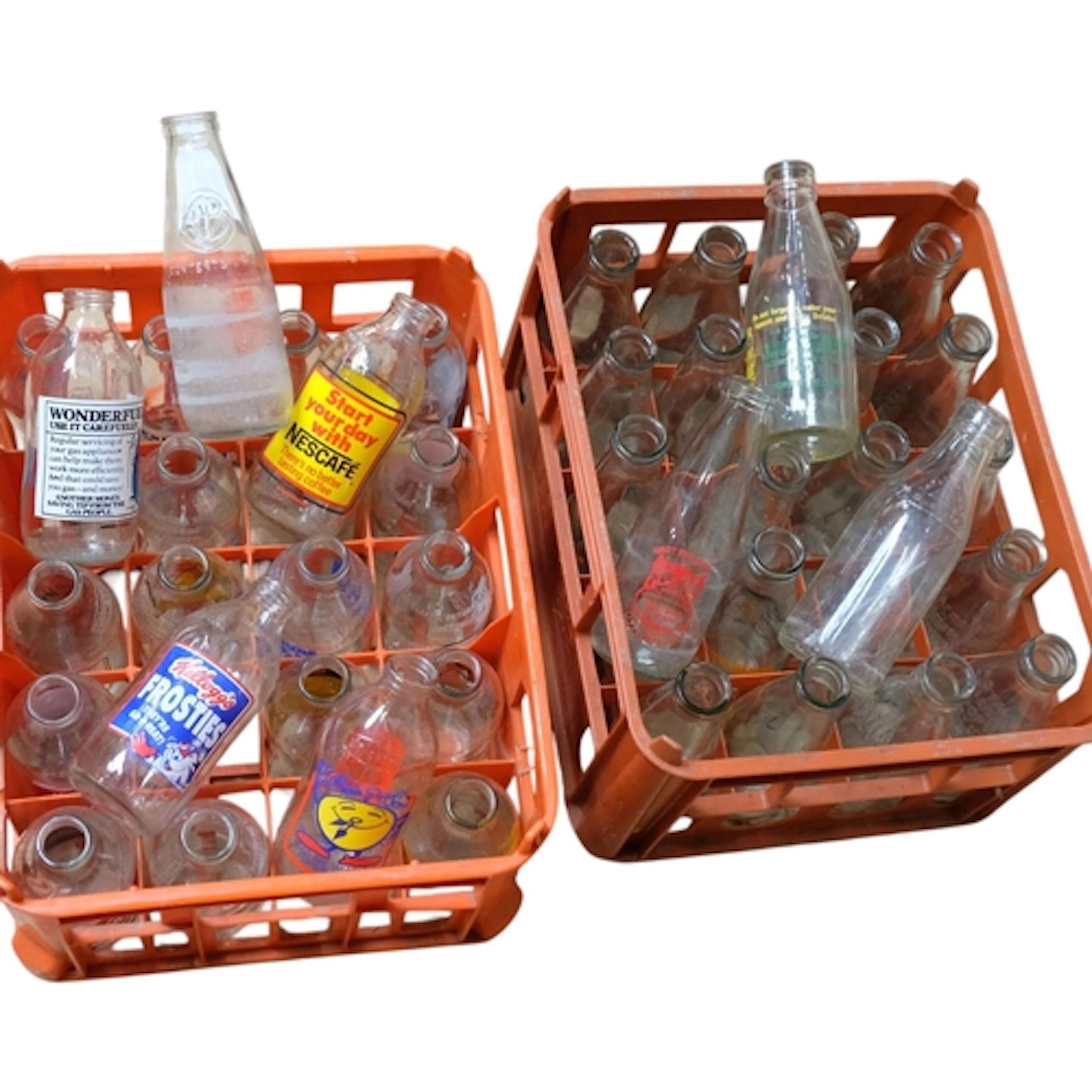 42 Vintage advertising glass milk bottles