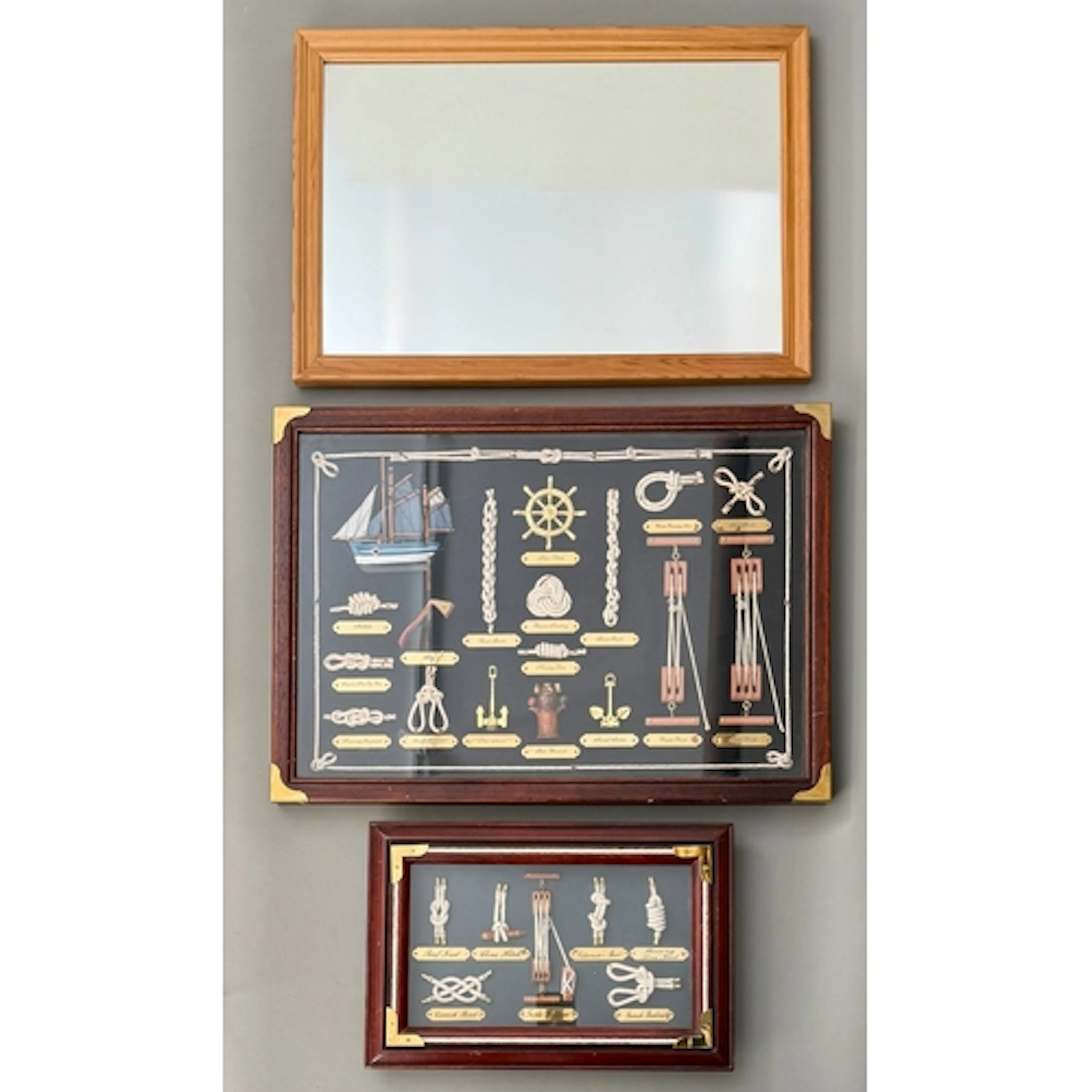 Two framed and glazed nautical knot displays - one 37.5 x 52...