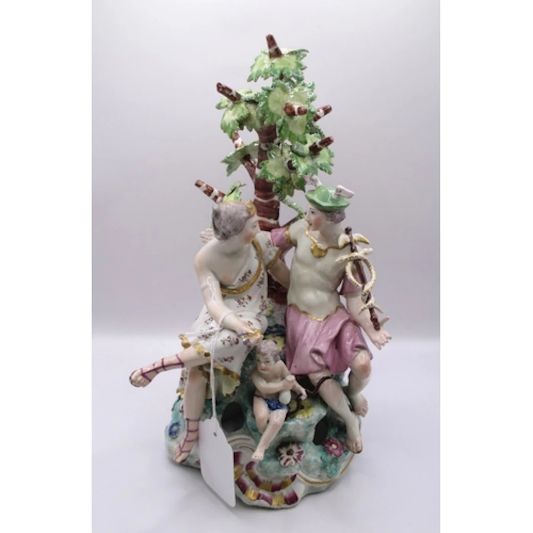 Pair of 18th Century Vienna porcelain groups, Neptune and Ve...