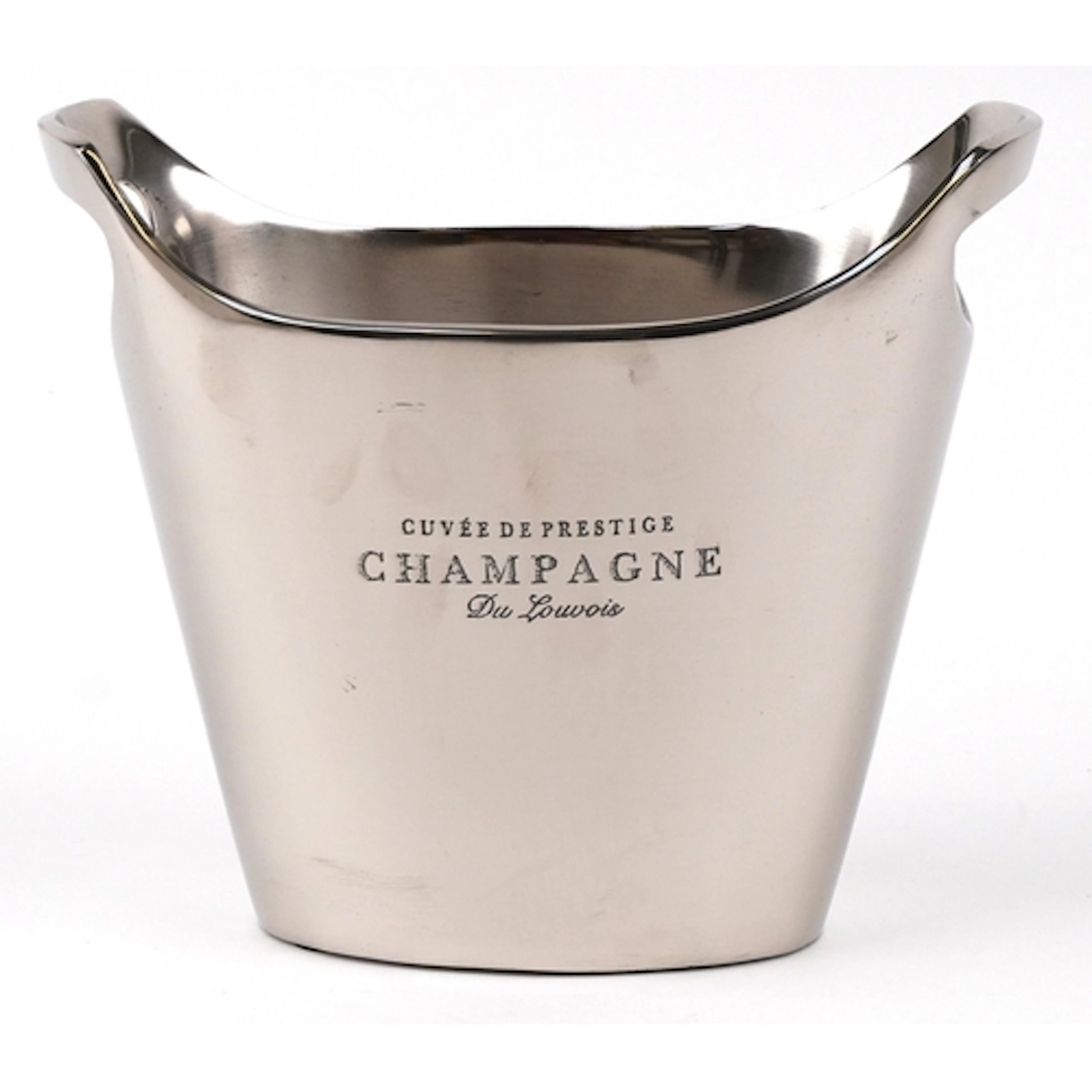 Du Louvois style chromed Champagne ice bucket with ring hand...