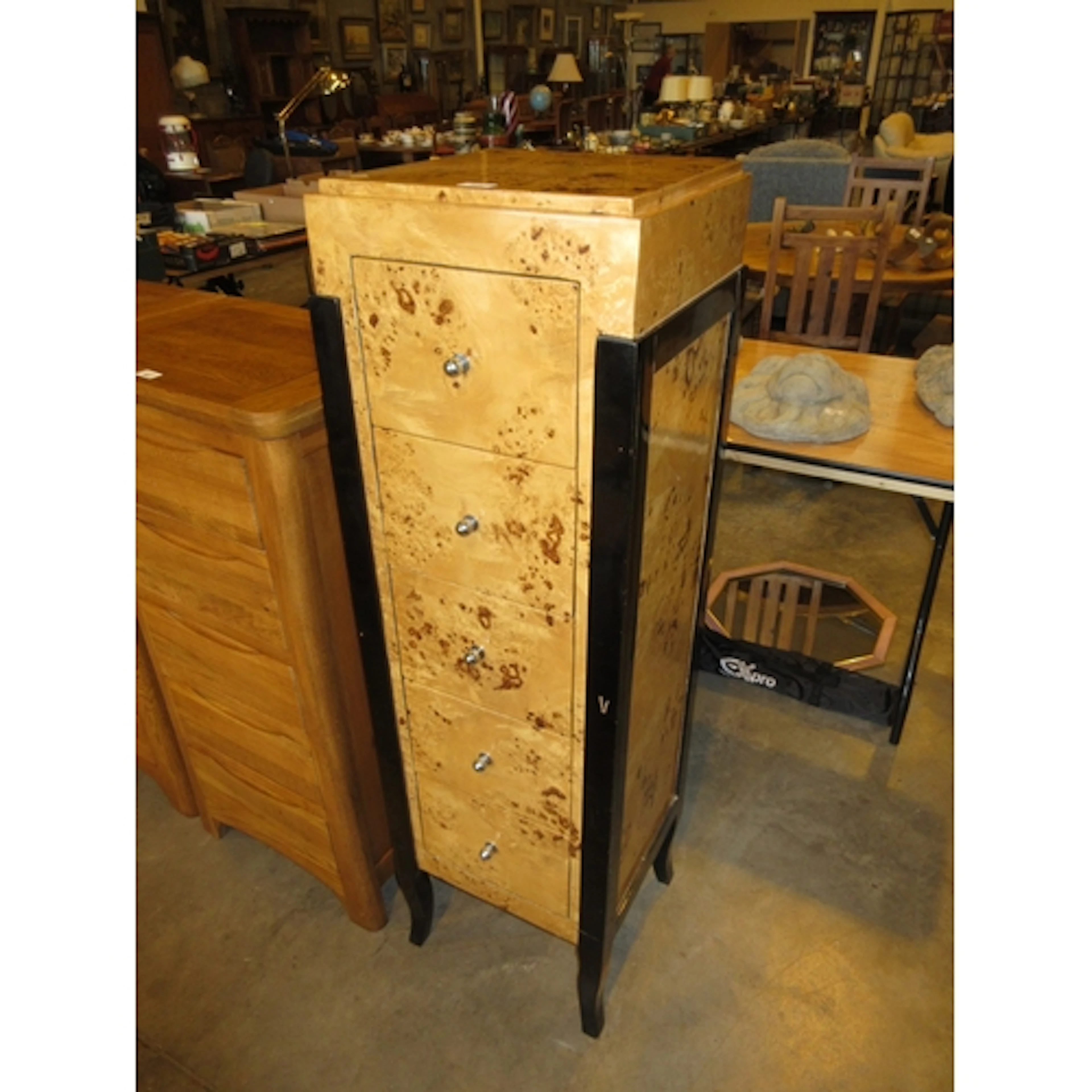 Biedermeier Style Pillar Chest of 5 Drawers, 41x38x138cm h