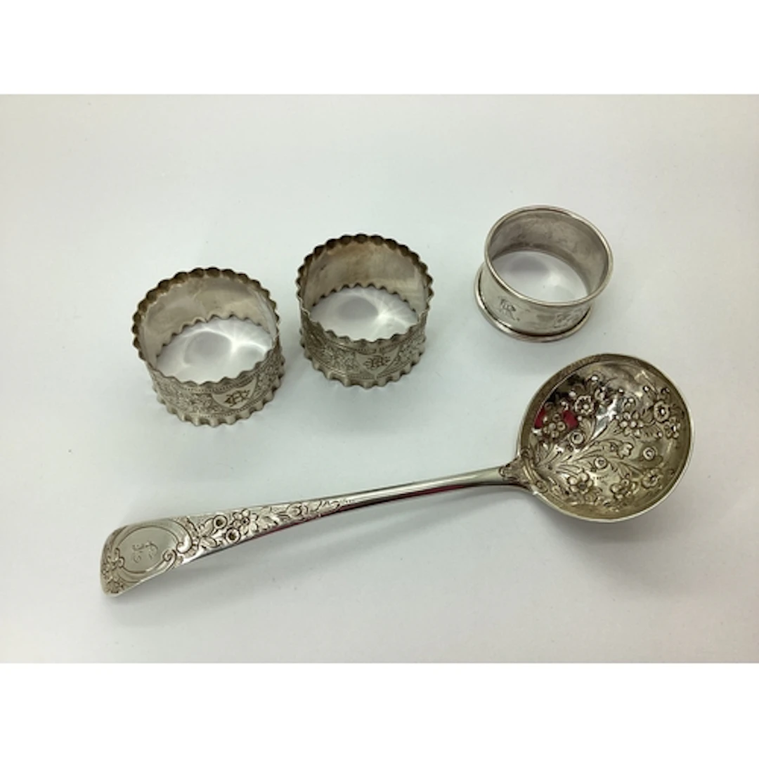 A Georgian Hallmarked Silver Repoussé Sugar Sifter Ladle, Ge...