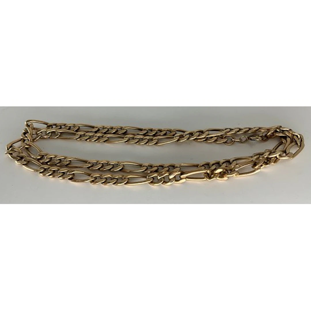 An Italian 9ct gold figaro link necklace, 51cm long, Birming...