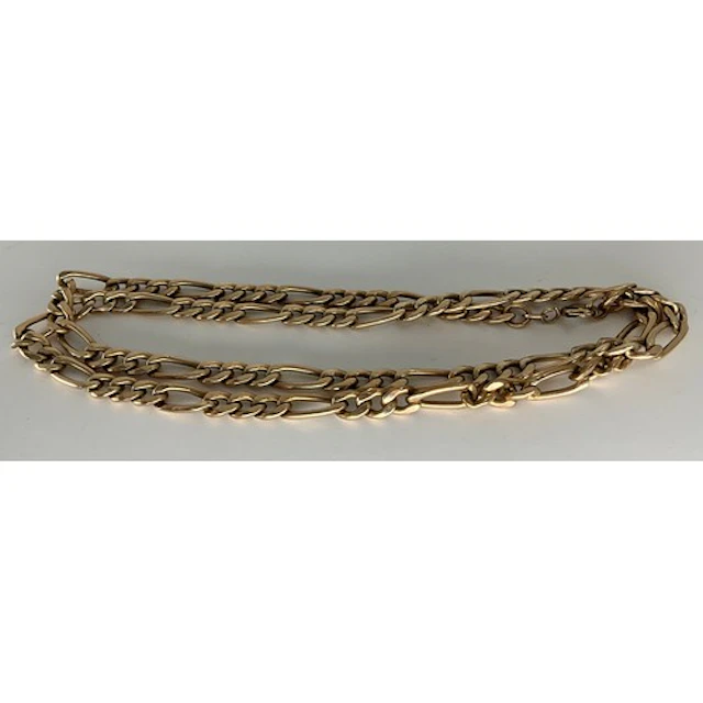 An Italian 9ct gold figaro link necklace, 51cm long, Birming...