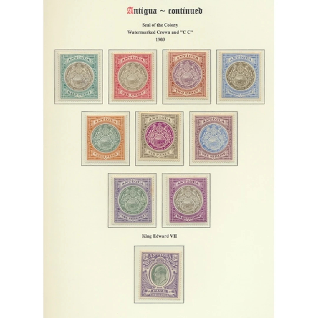 Antigua. A mint KEVII-KGVI collection on Lighthouse album pa...