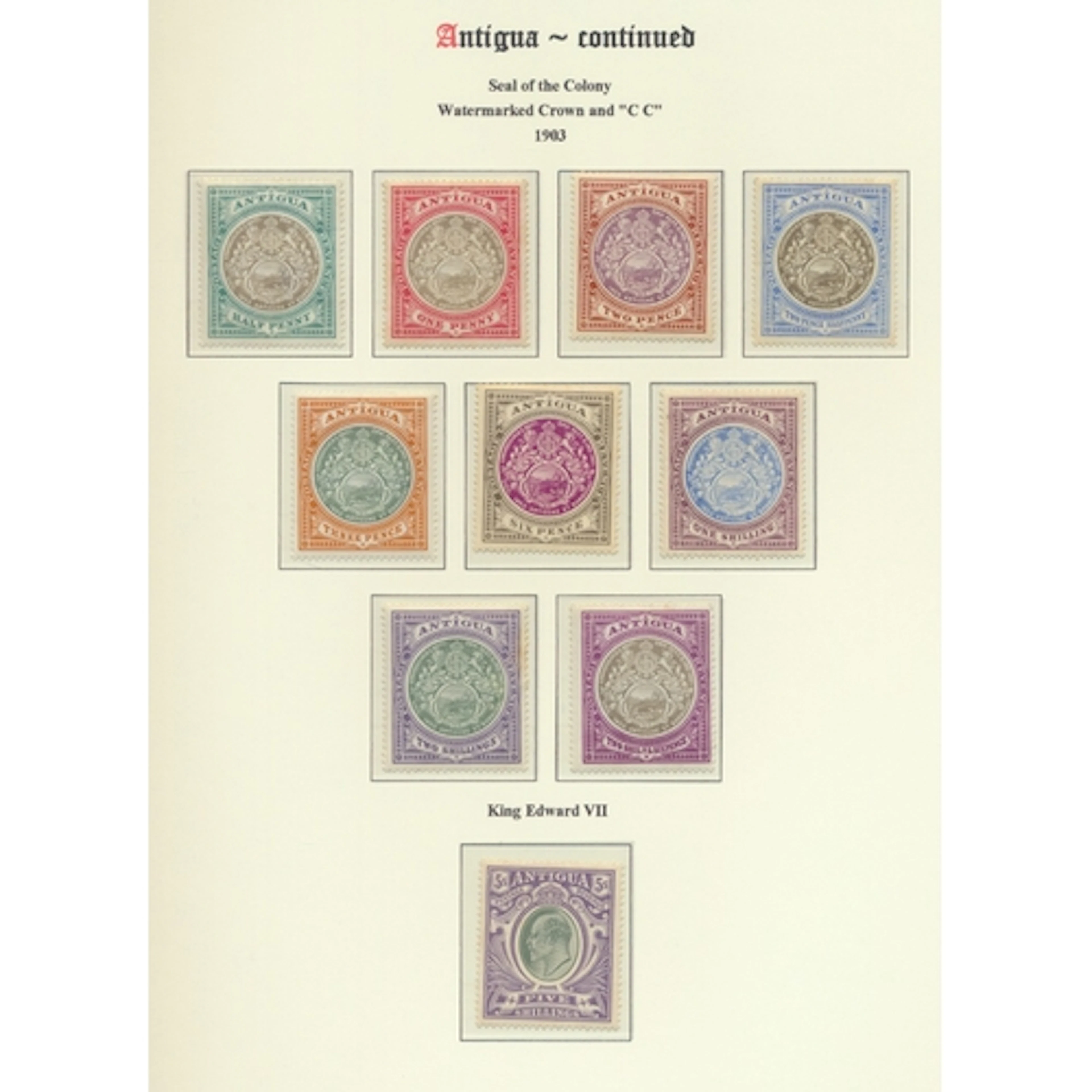 Antigua. A mint KEVII-KGVI collection on Lighthouse album pa...