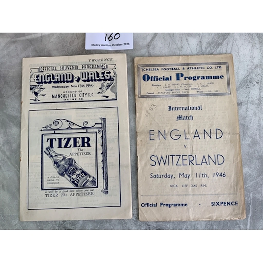 1946 England Home Football Programmes: Switzerland at Chelse...