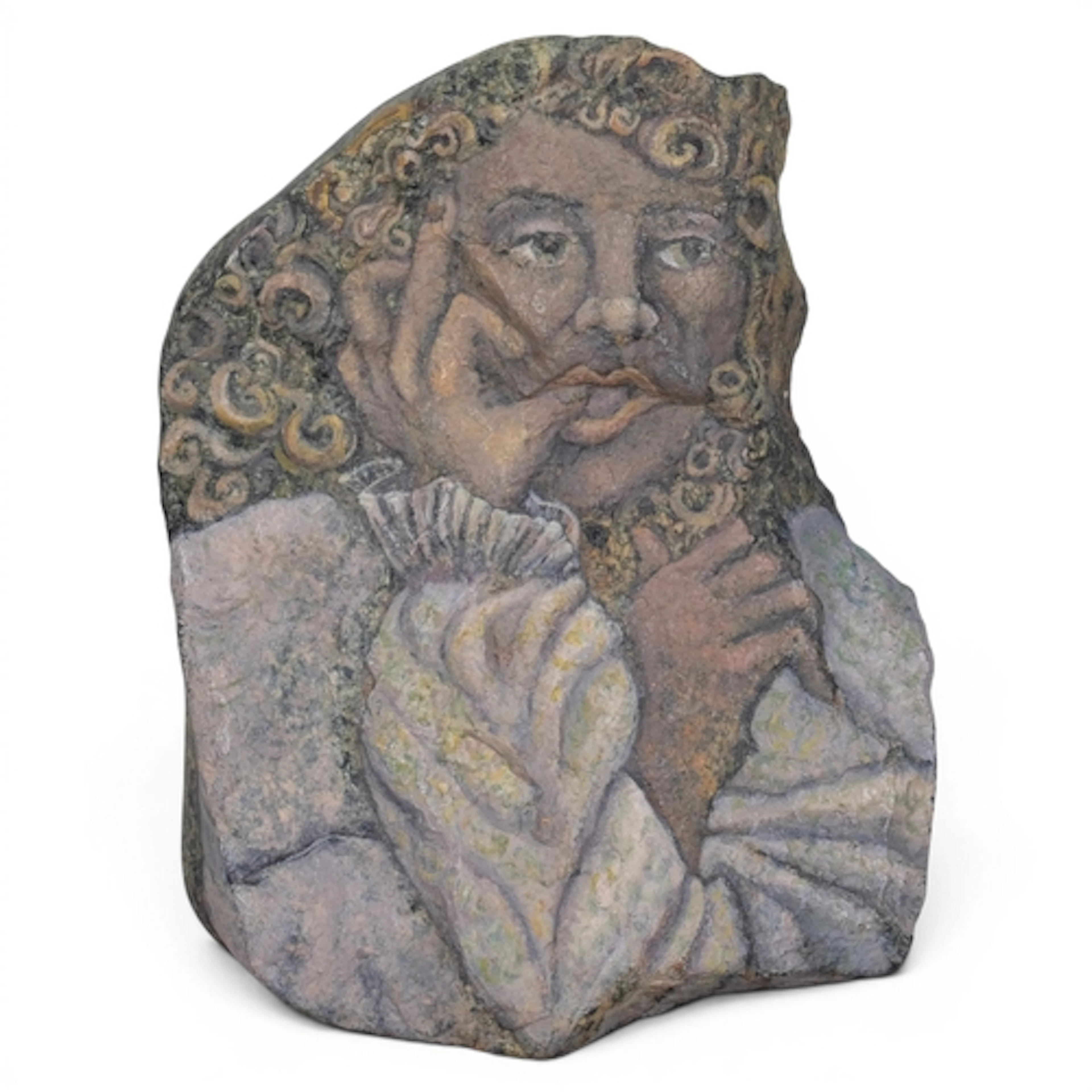 MICHELLE VULAMA, Canada, a hand painted rock with male figur...