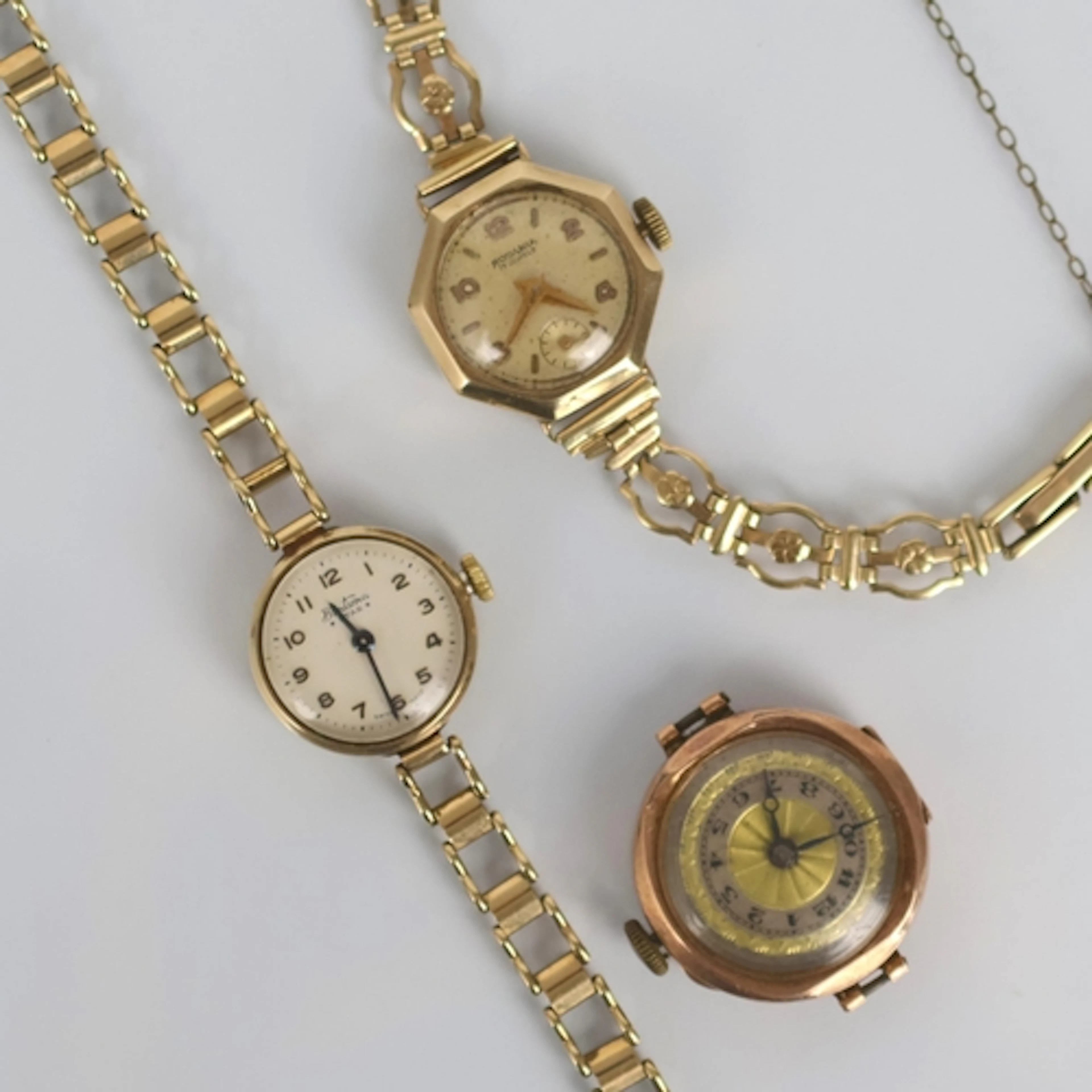 An early 20th century 9ct gold Rodania wristwatch, the circu...