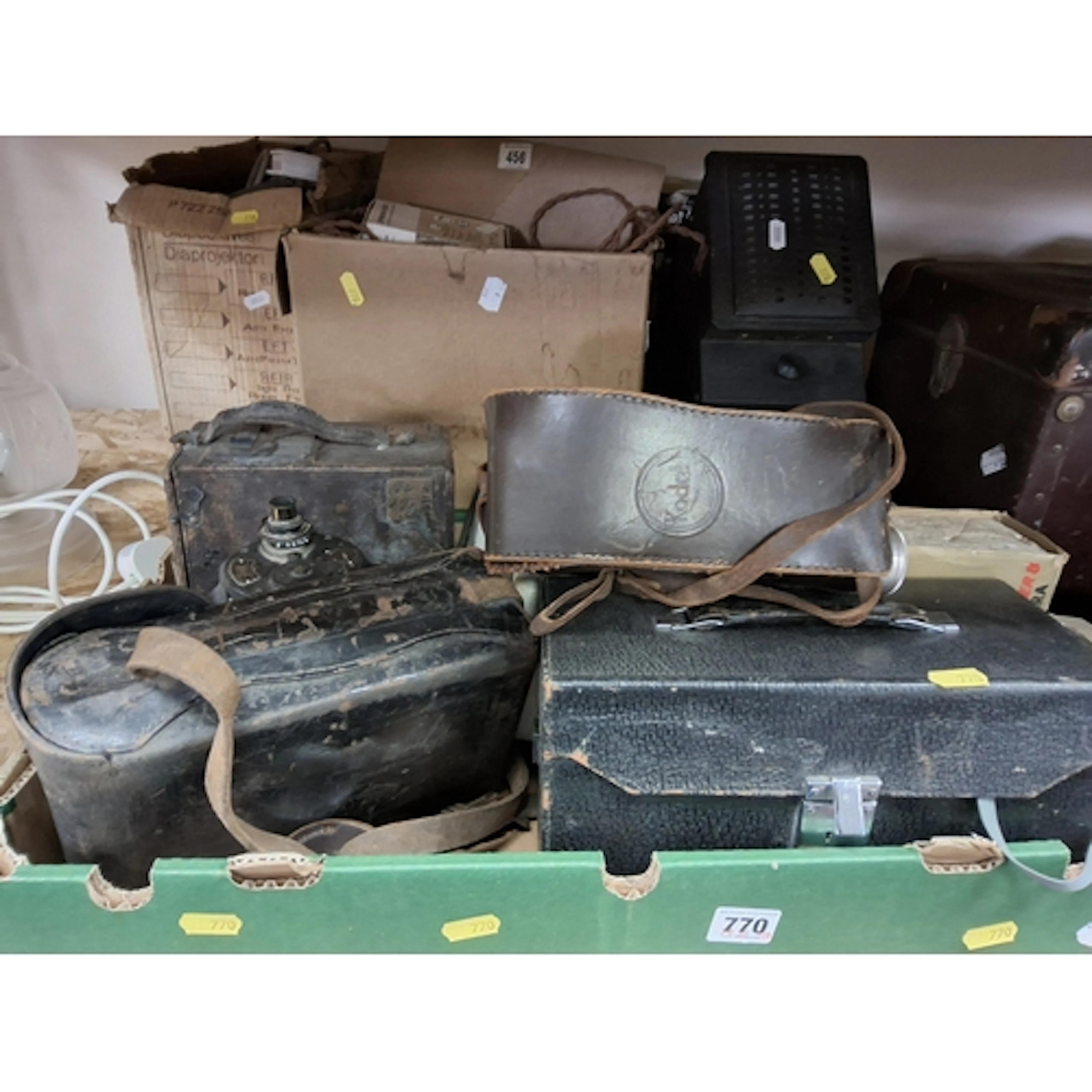 FOUR BOXES AND LOOSE OF VARIOUS PIECES OF CINE EQUIPMENT to ...