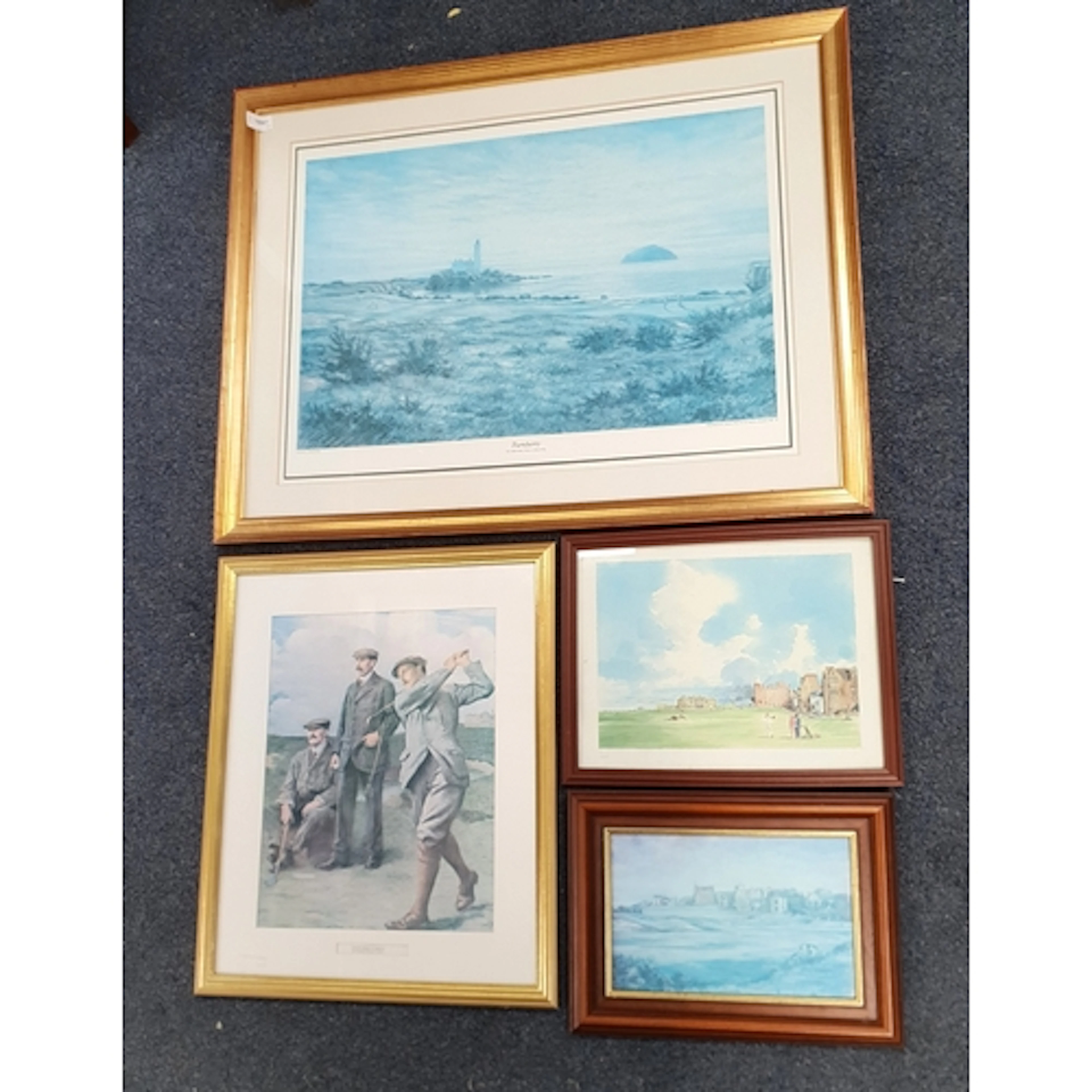 FOUR GOLFING INTREST PRINTS comprising Turnberry, the tenth ...