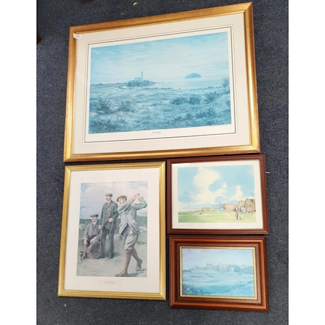 FOUR GOLFING INTREST PRINTS comprising Turnberry, the tenth ...