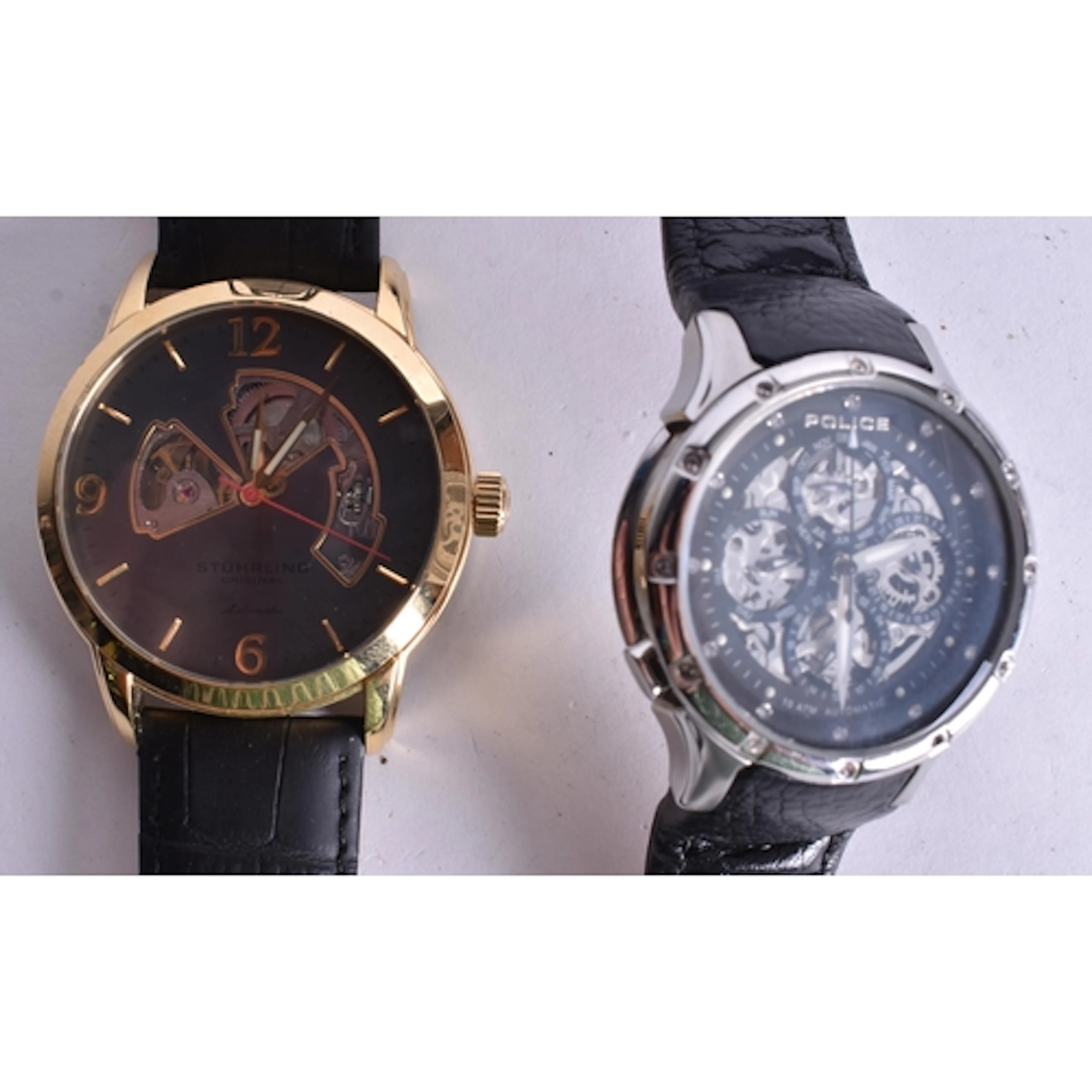 Branded Skeleton Watches Police Stuhrling Automatic Untested...